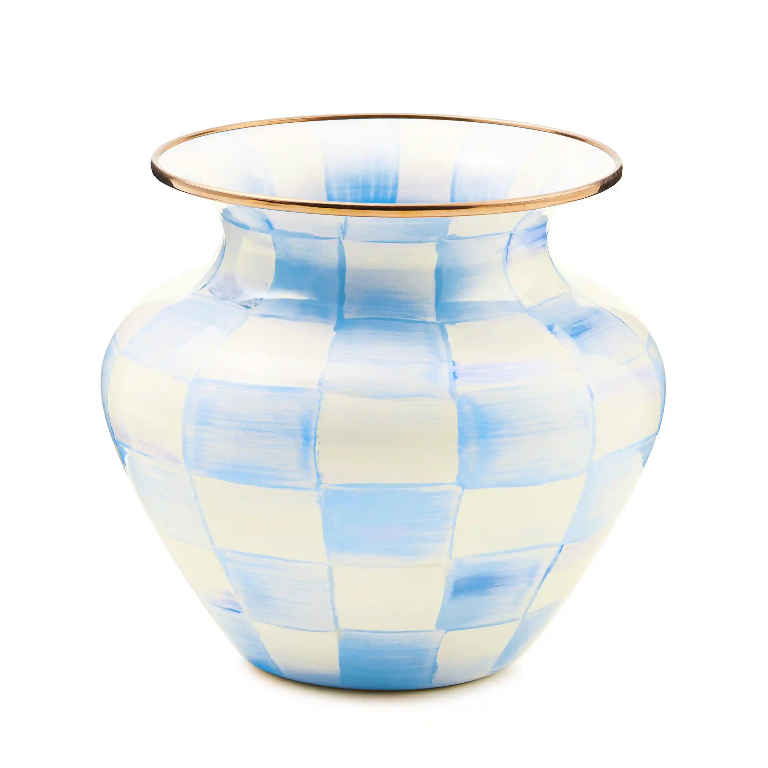 Sterling Check Enamel Large Vase
