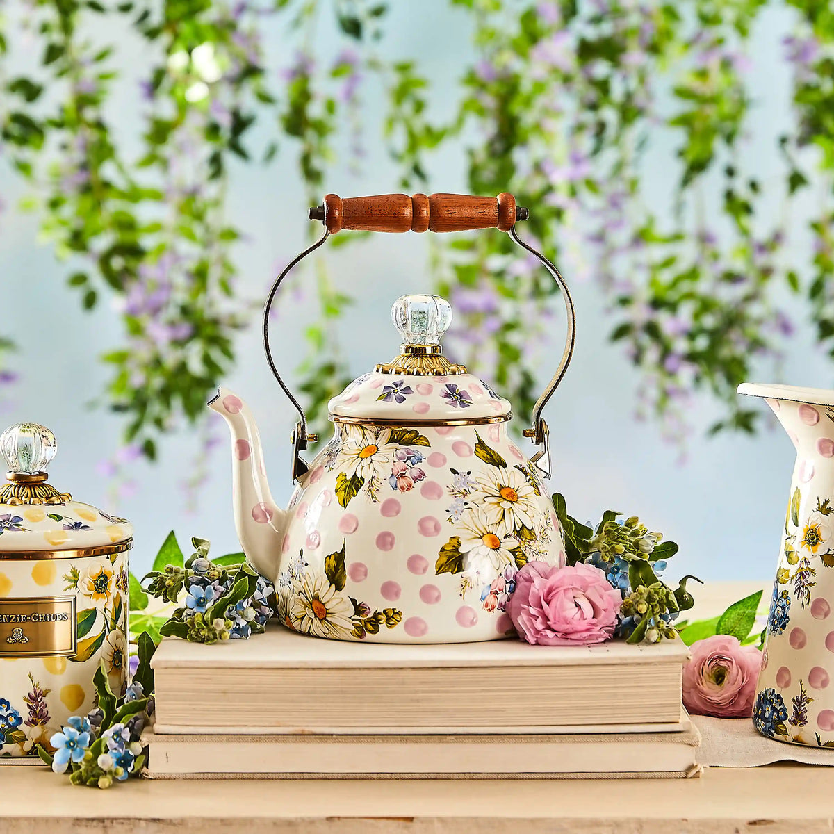 Wild Rose Slate 2 Quart Tea Kettle