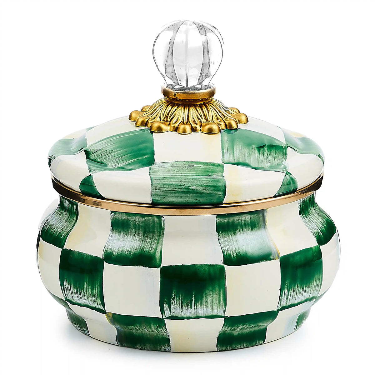Emerald Check Squashed Pot