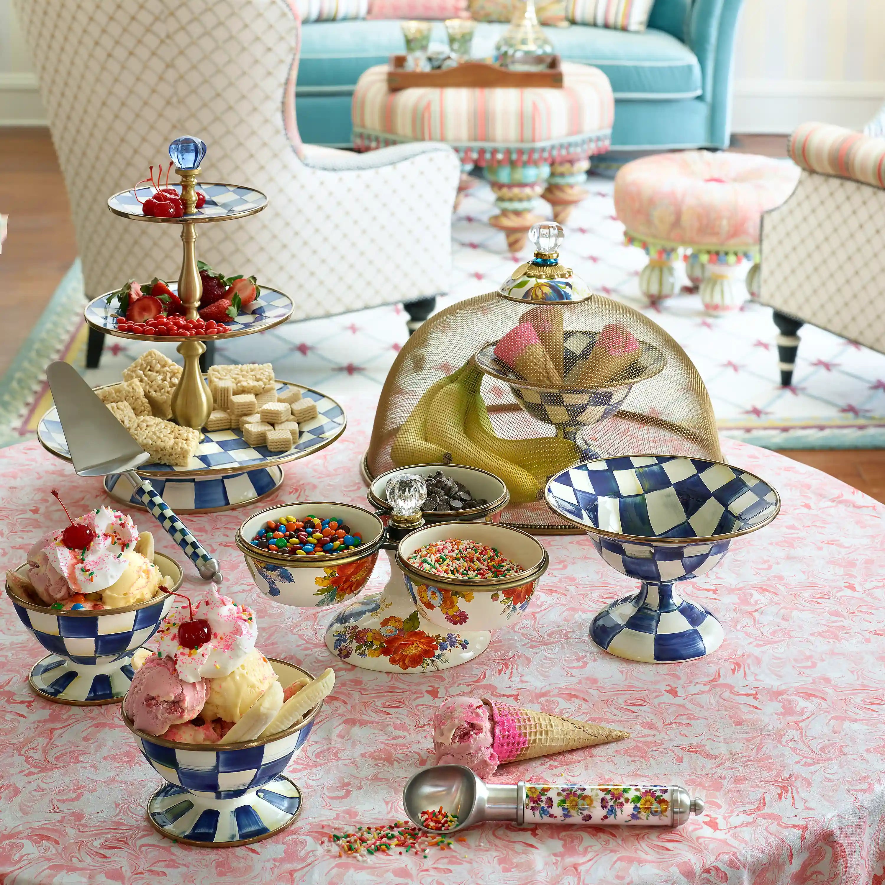 Sterling Check Two Tier Sweet Stand