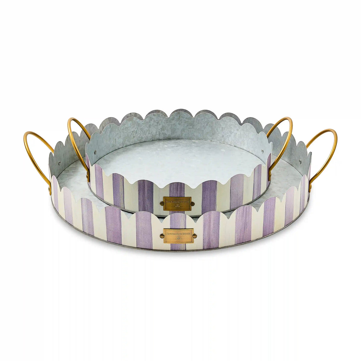 Rosy Stripe Serving Trays, Set of 2