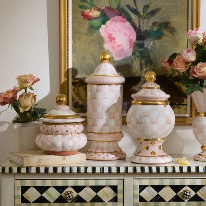 Rosy Check Ceramic Column Canister