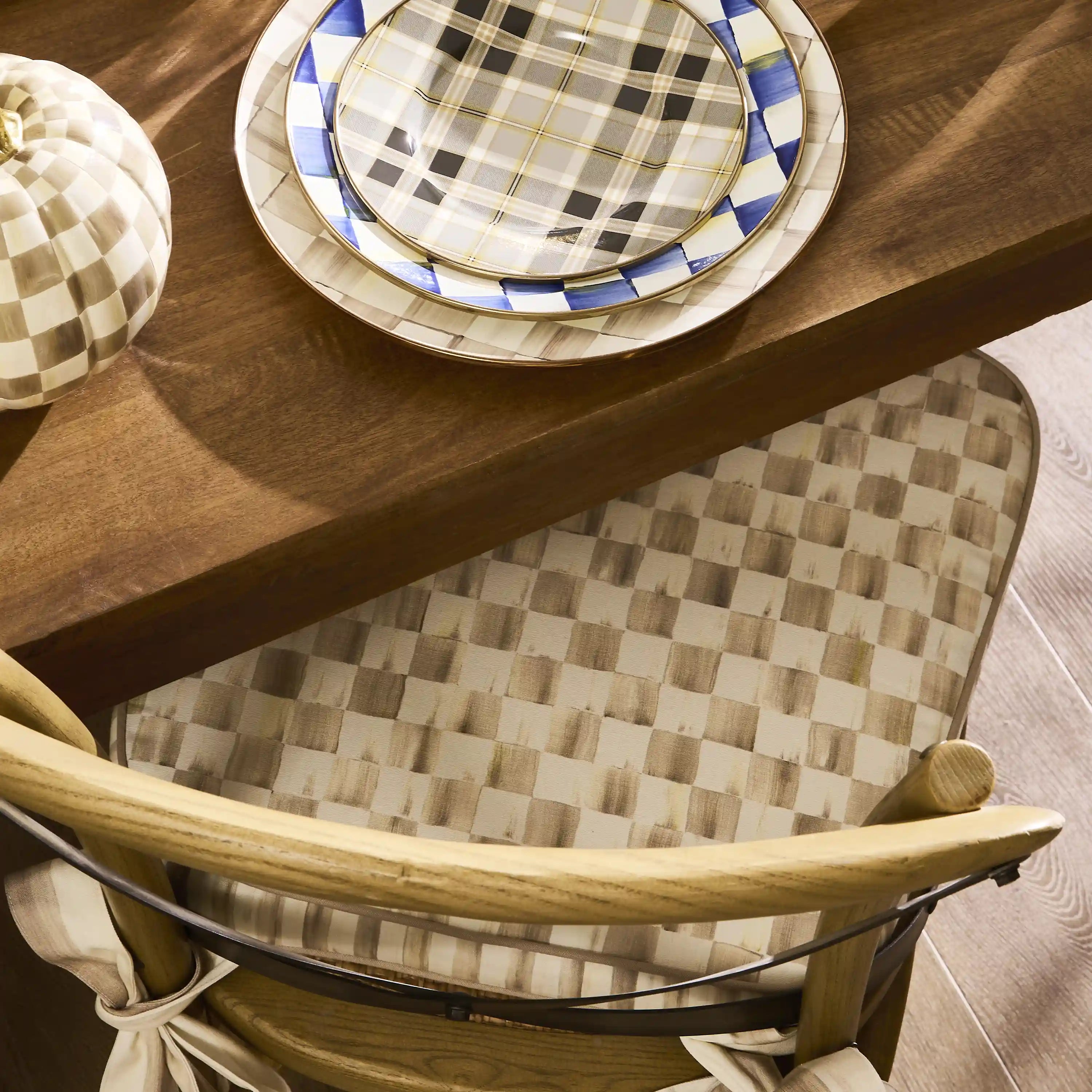 Mocha Check Chair Cushion