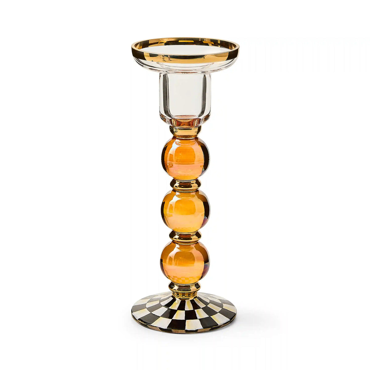 Rosy Check Large Glass Candlestick