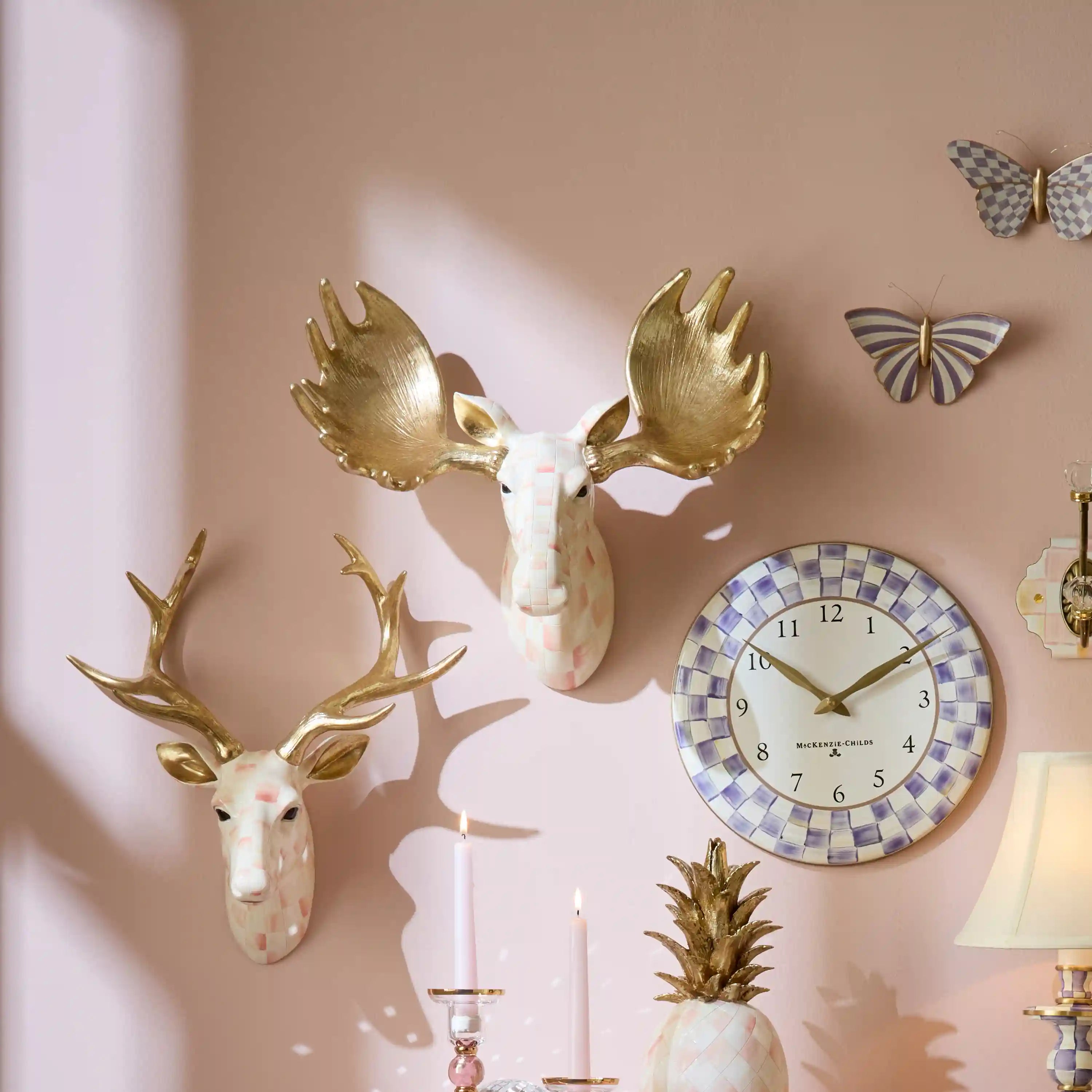 Mocha Check Moose Wall Decor