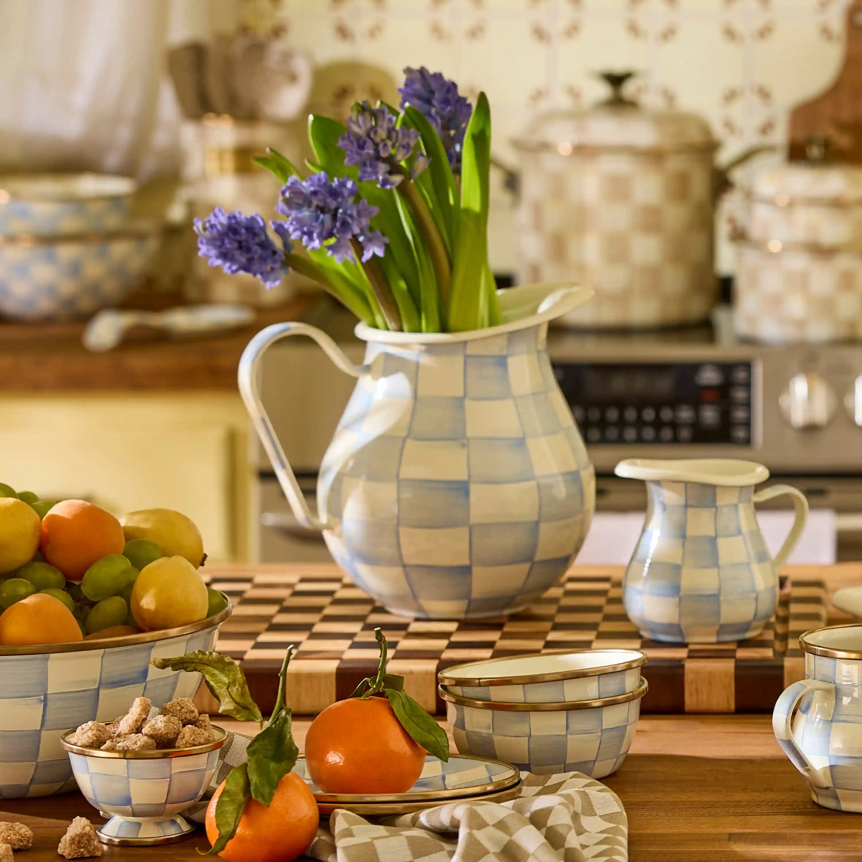 Violet Check Pitcher
