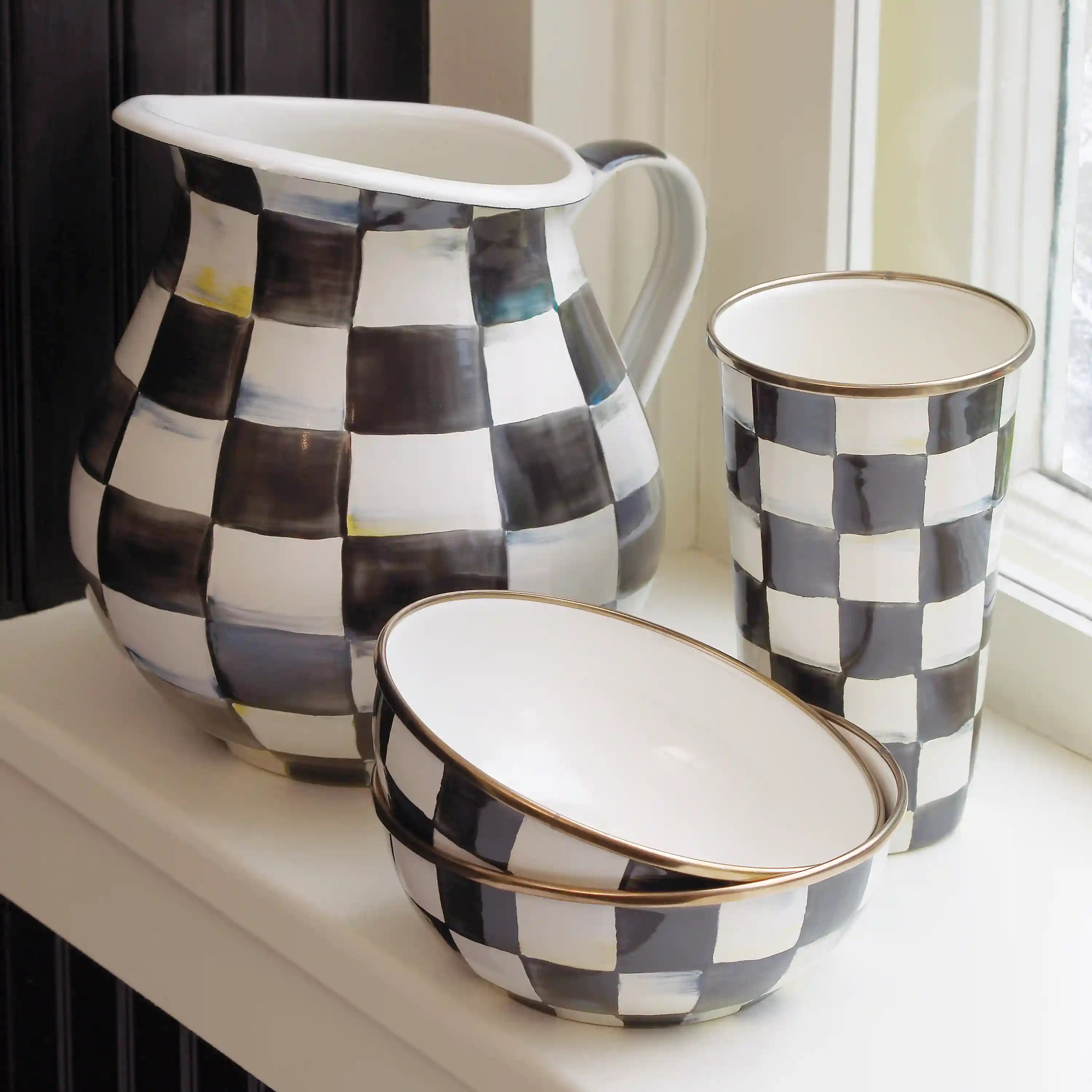 Violet Check Pitcher