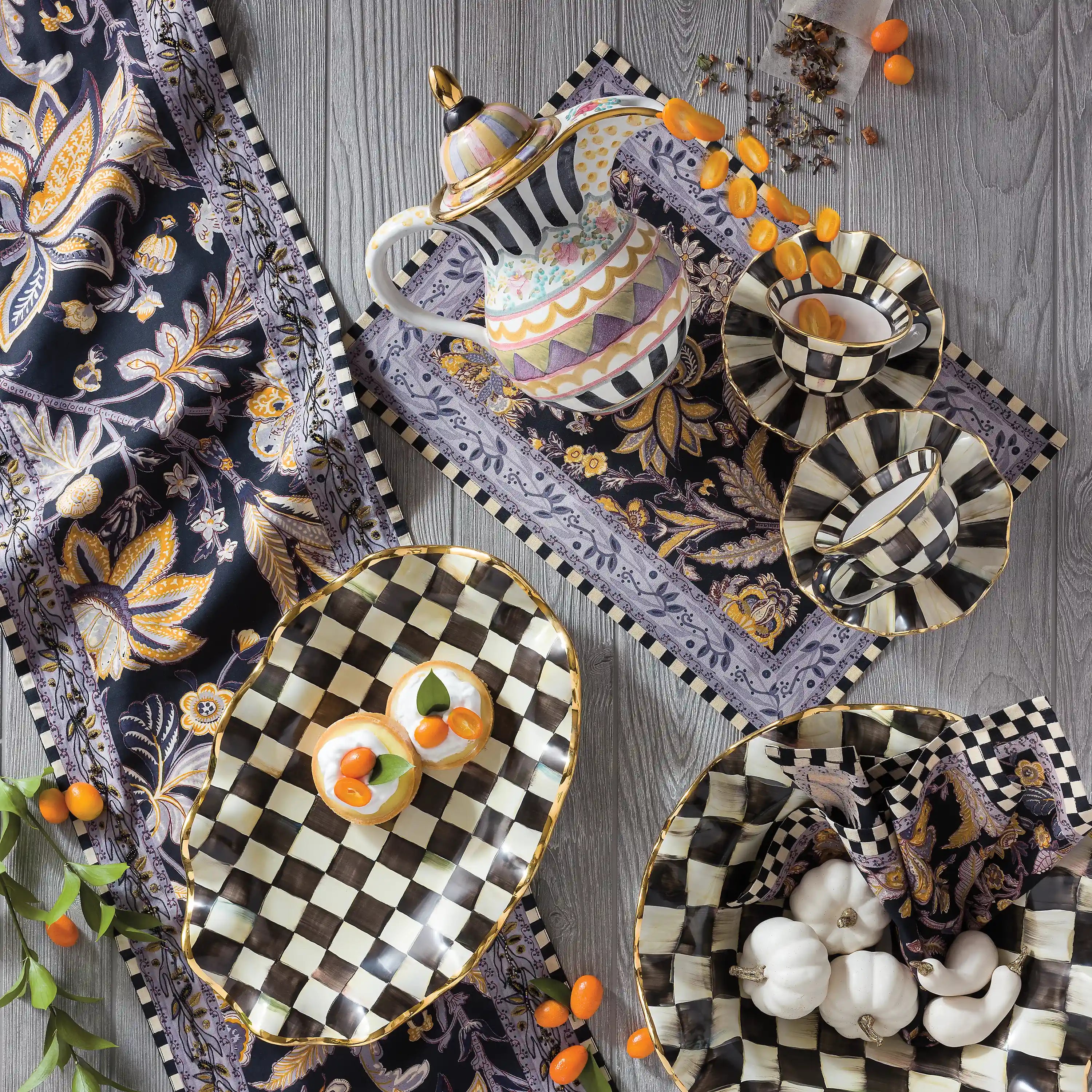 Rosy Check Ceramic Serving Platter