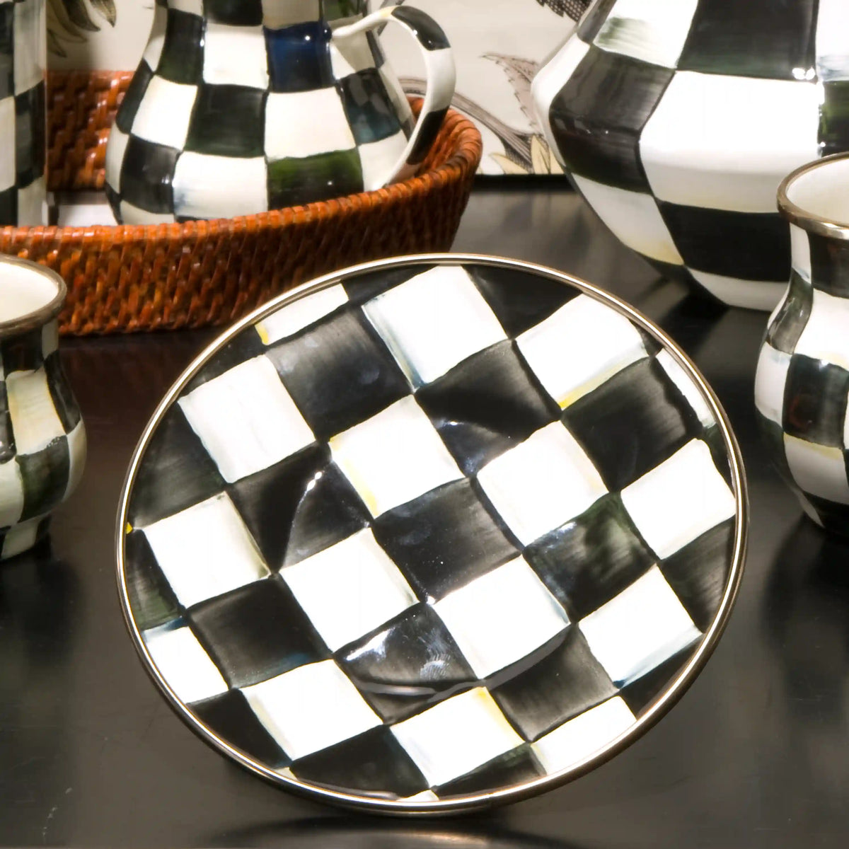 Mocha Check Saucer
