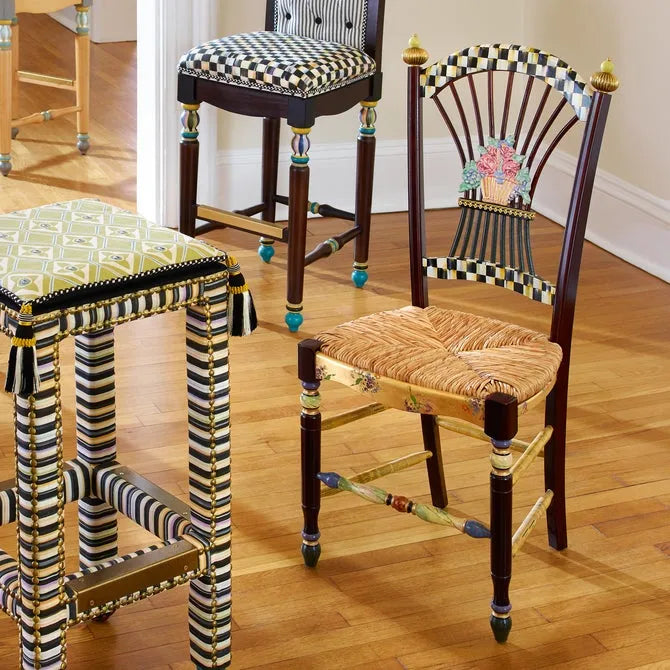 Dark Flower Basket Side Chair