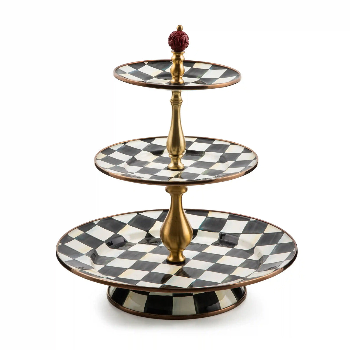 Emerald Check Three Tier Sweet Stand