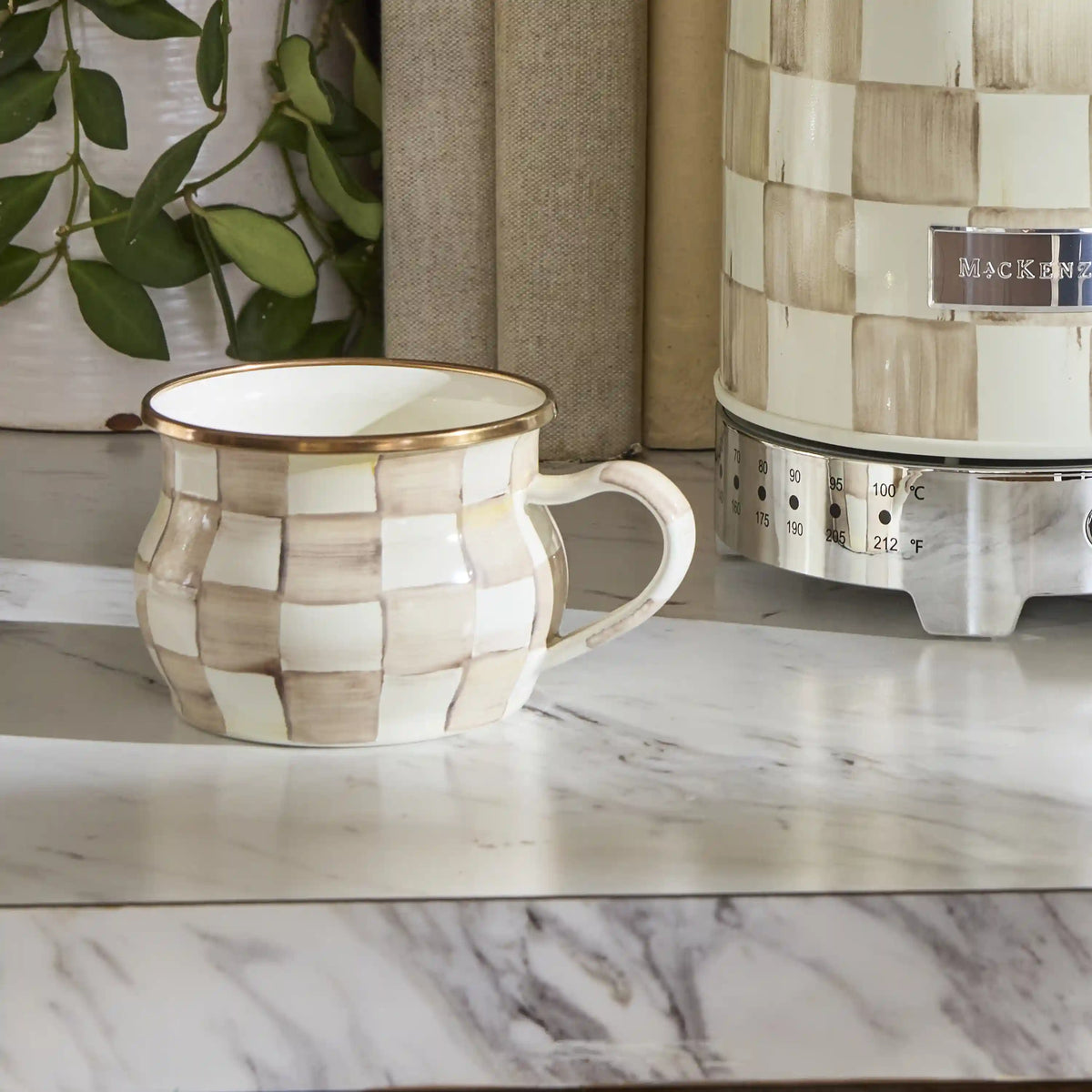 Mocha Check Saucer