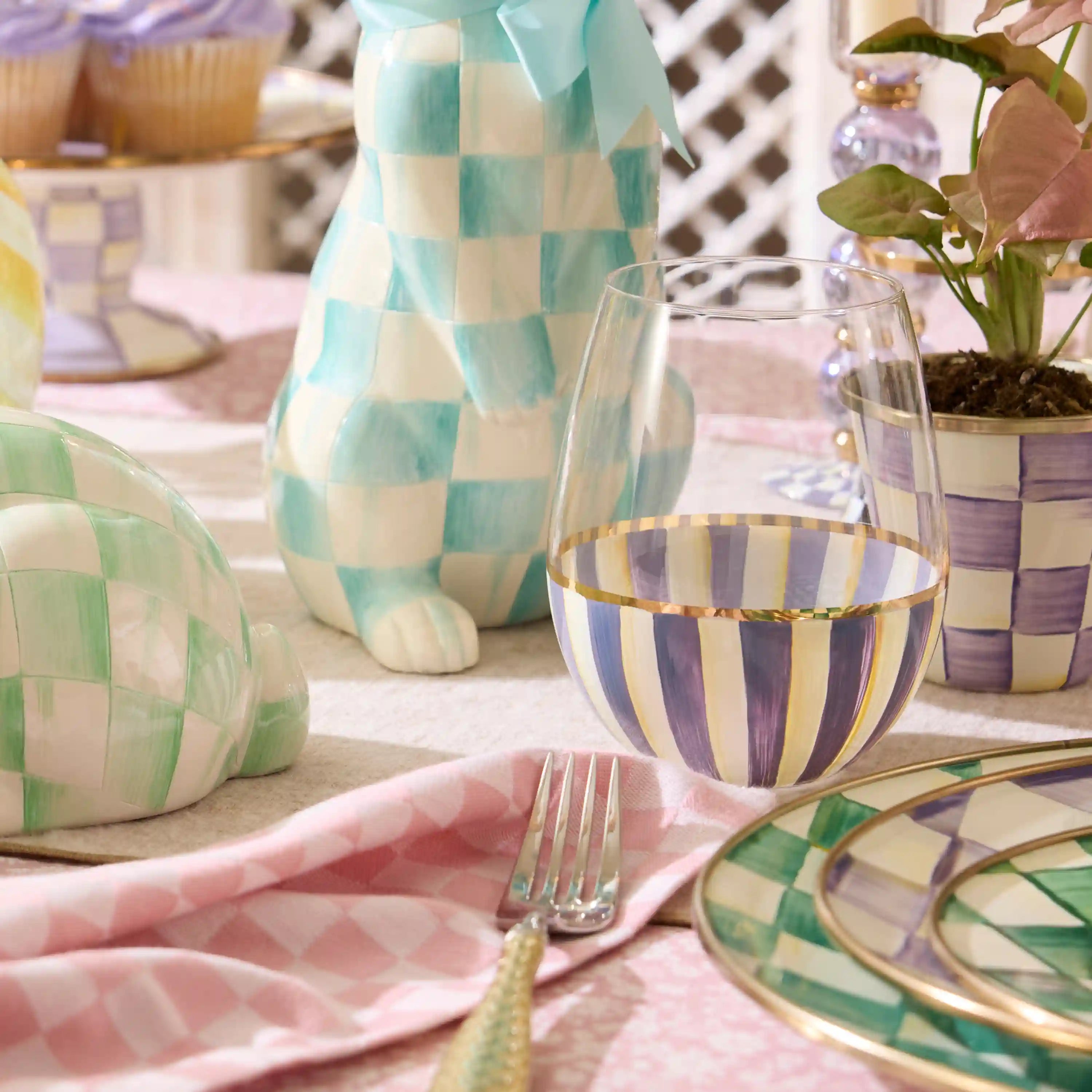 Courtly Stripe Stemless Wine Glass
