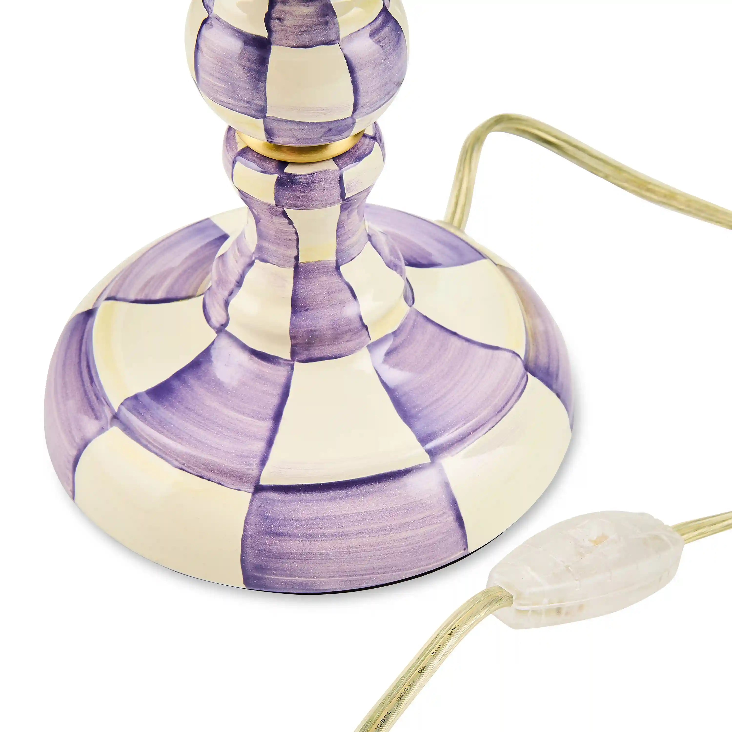 Emerald Check Candlestick Lamp