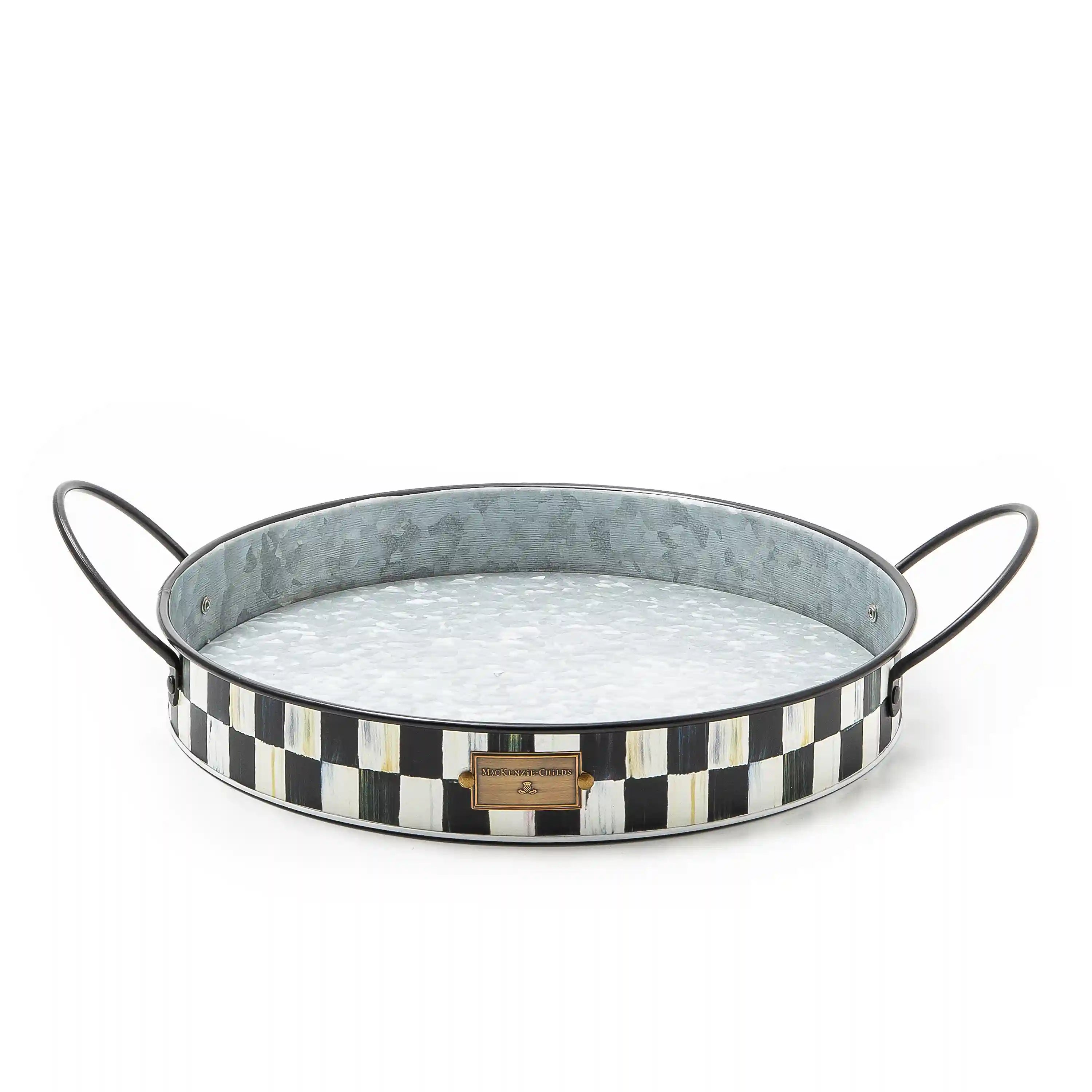 Grass Green Stripe Serving Trays, Set of 2
