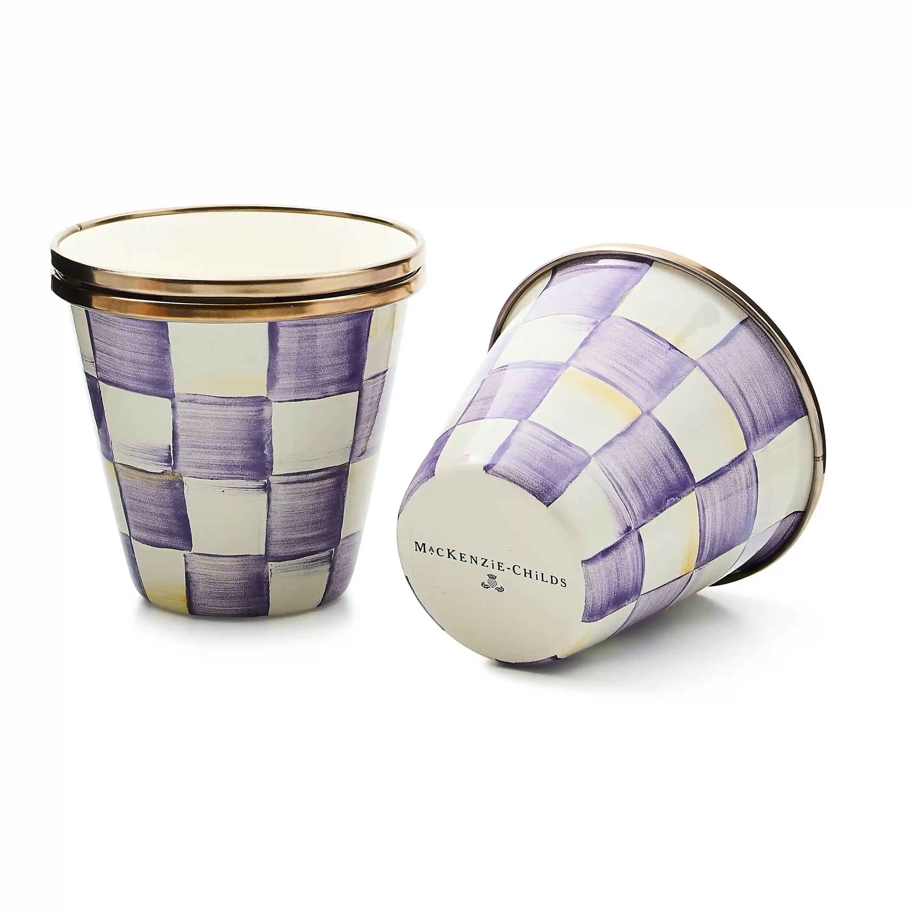 Mocha Check Herb Pots, Set of 3
