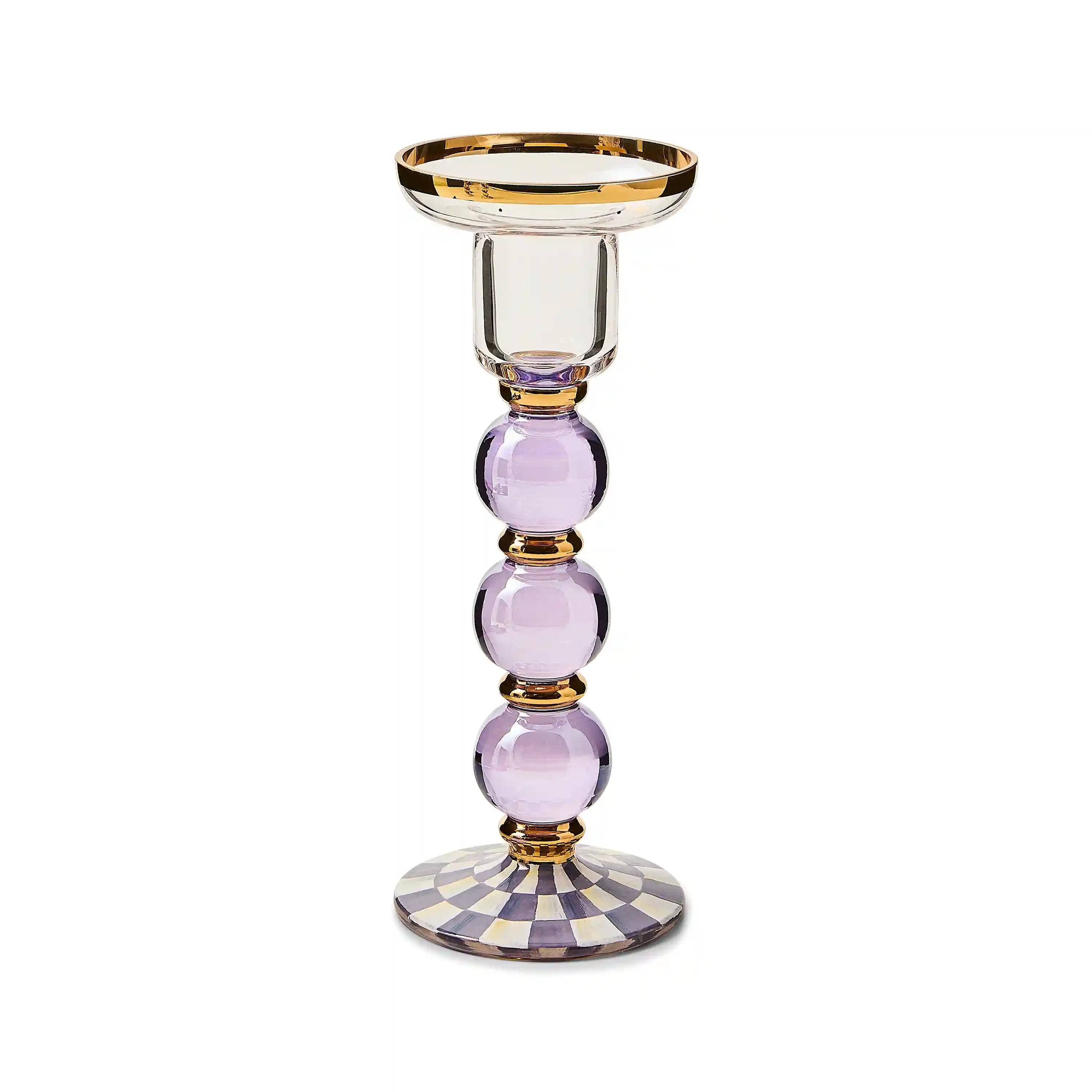 Sterling Check Large Glass Candlestick