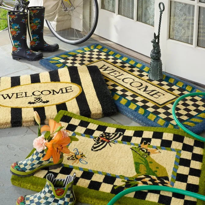 Welcome Periwinkle Double Door Entrance Mat