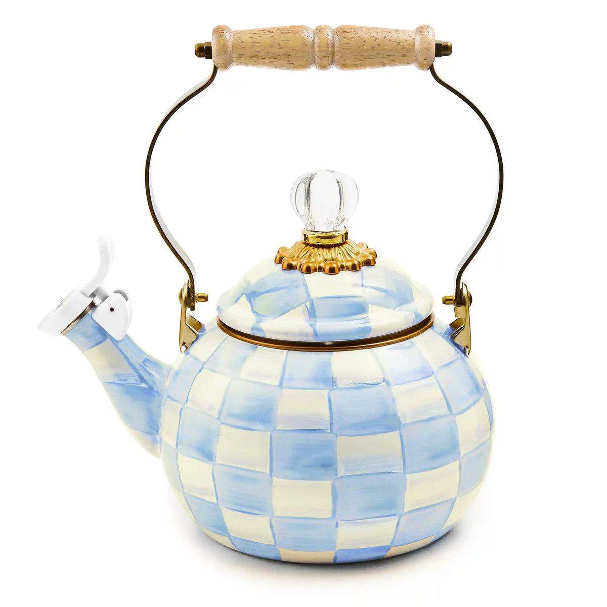 Mocha Check Whistling Tea Kettle