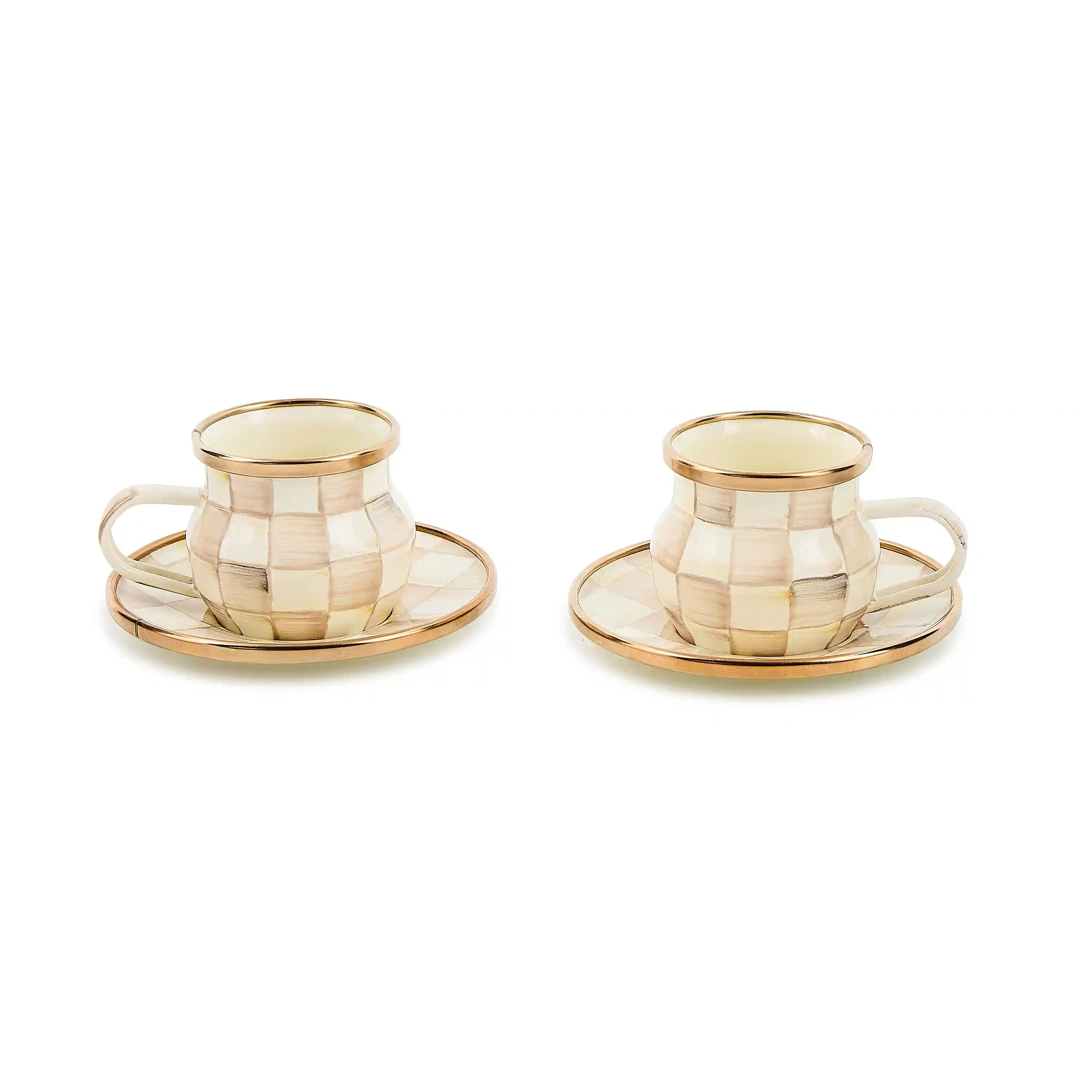 Rosy Check Espresso Cup & Saucer Set