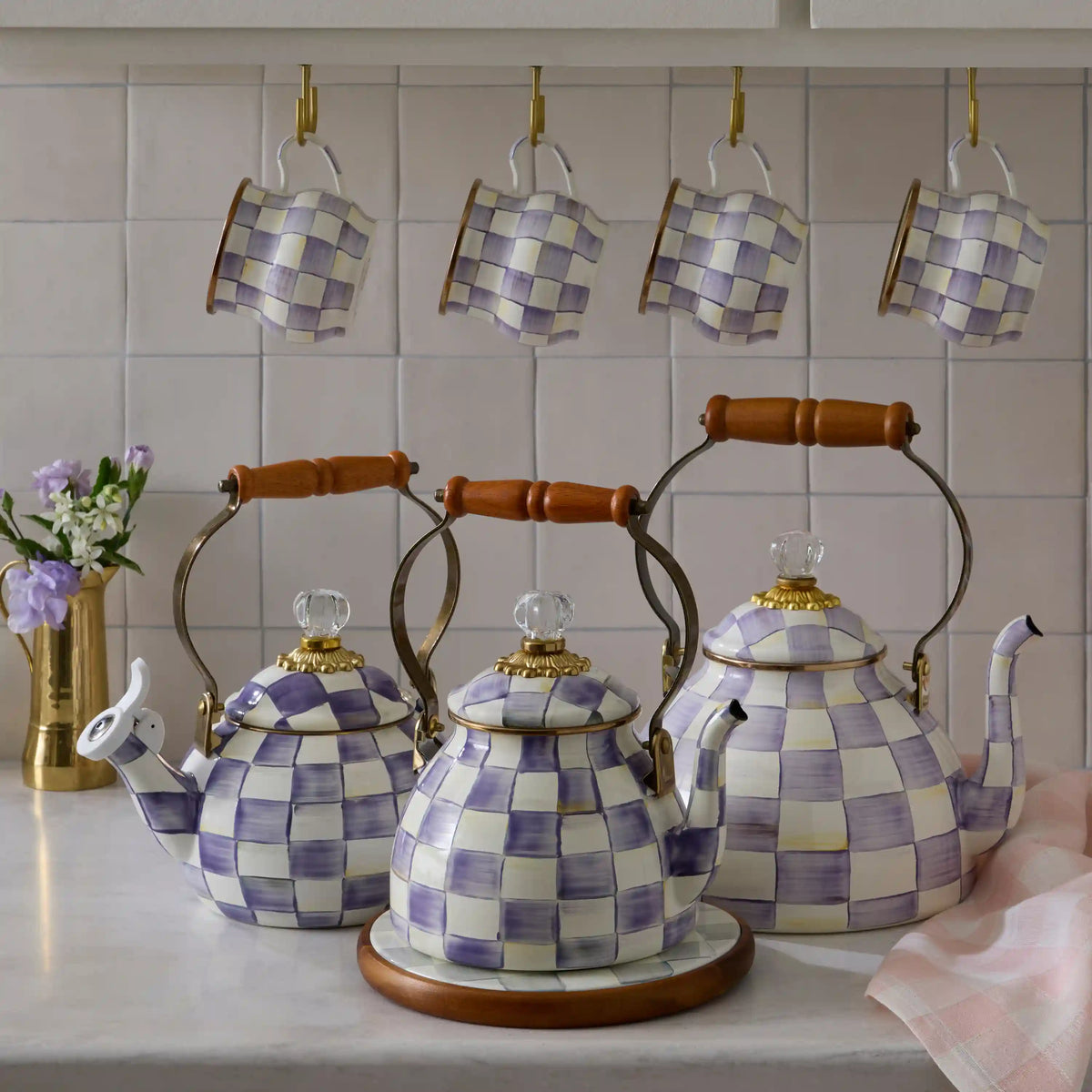 Emerald Check Whistling Tea Kettle