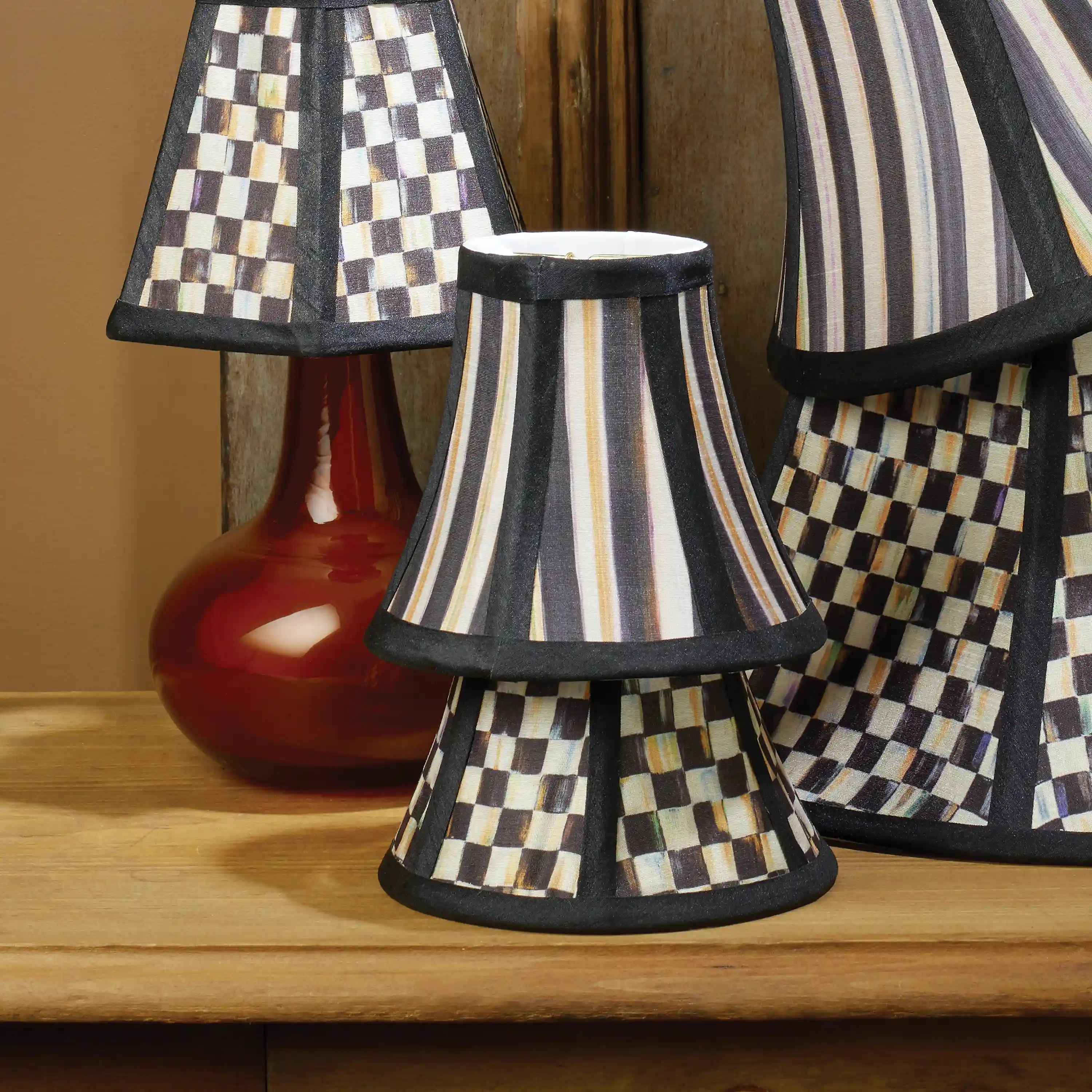 Mocha Check Chandelier Shade