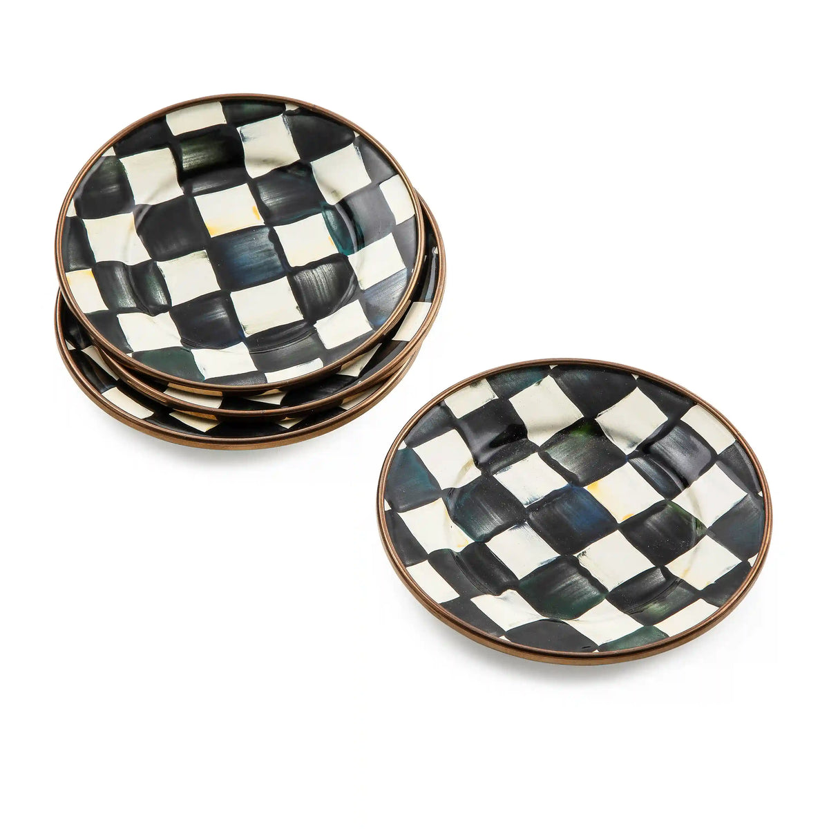 Mocha Check Appetizer Plates, Set of 4