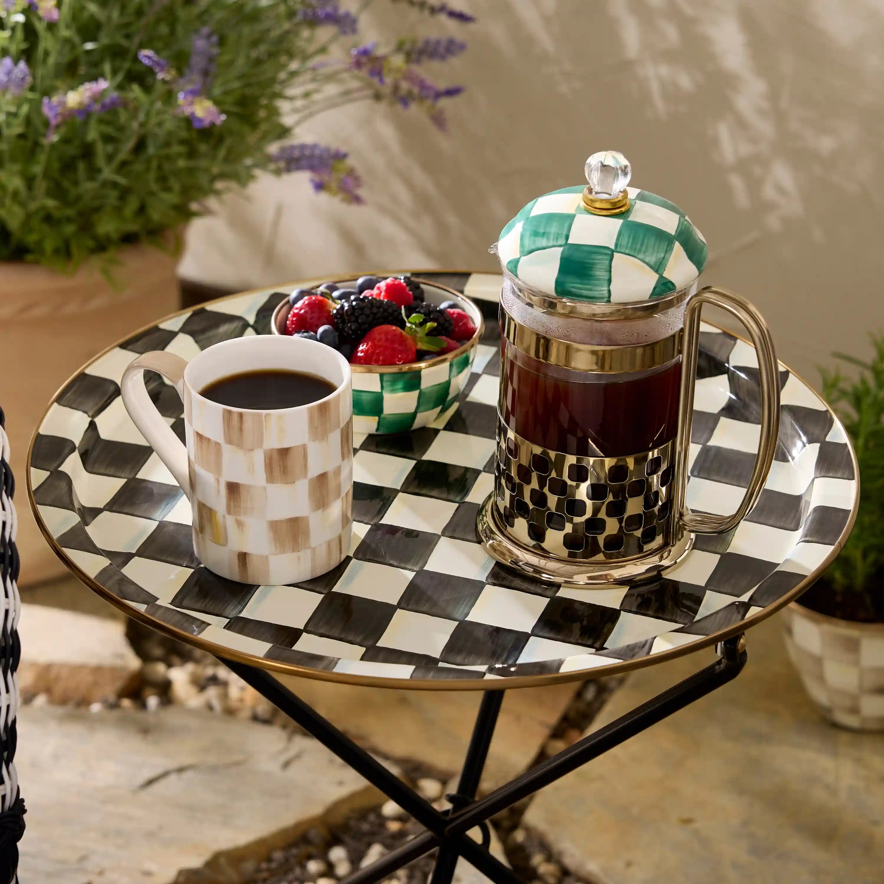 Courtly Check Enamel Tilt Accent Table