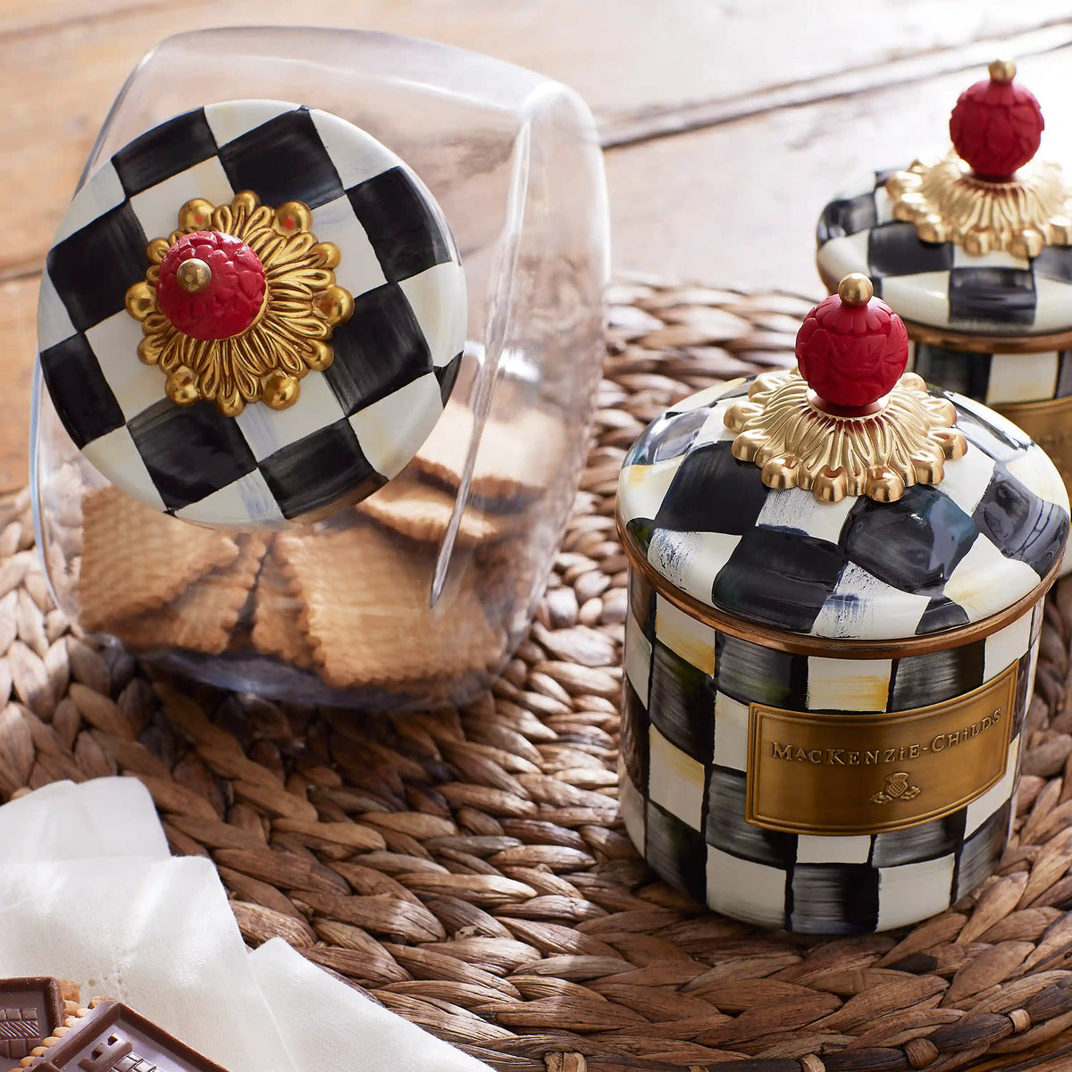 Sweets Jar with Sky Check Lid