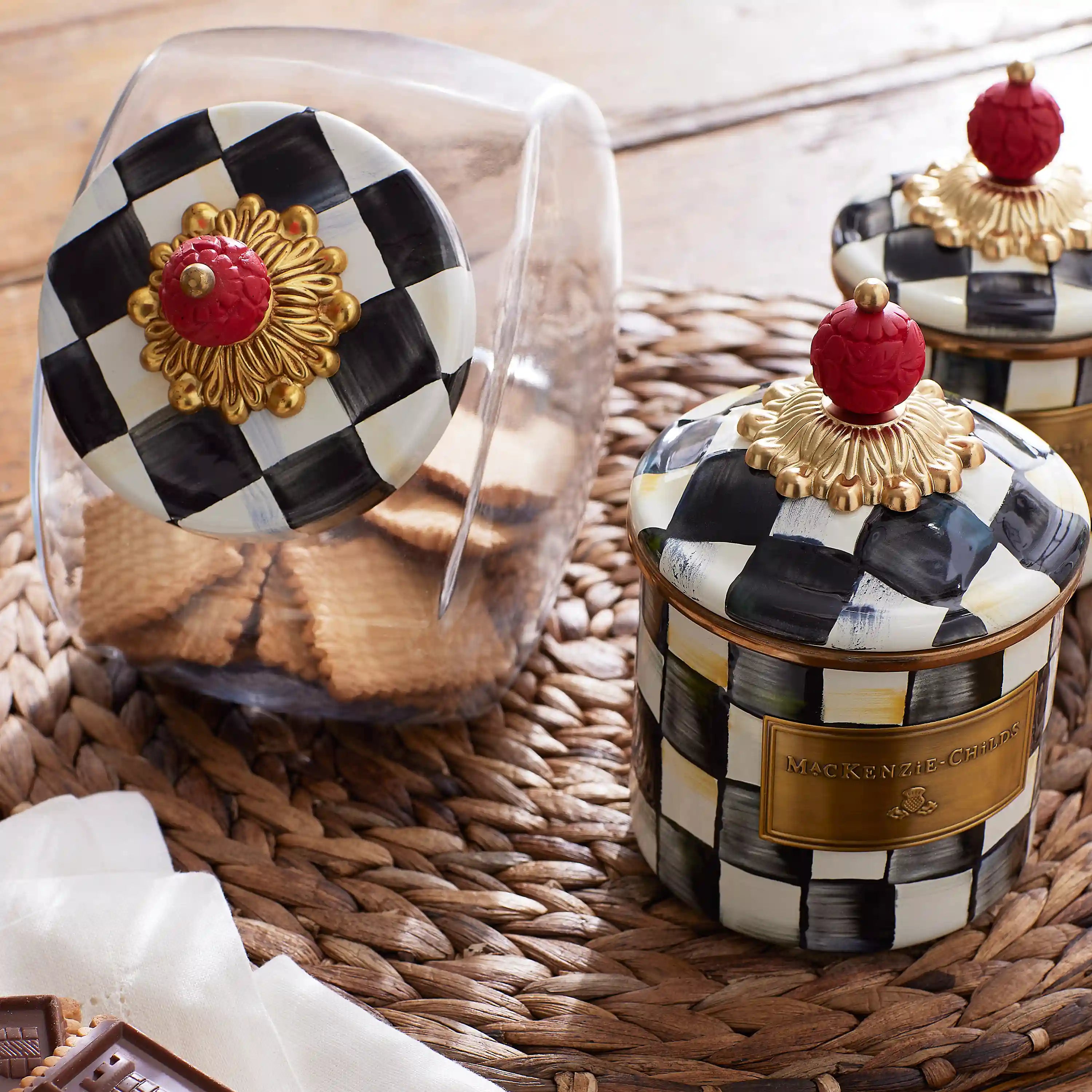 Sweets Jar with Rosy Check Enamel Lid