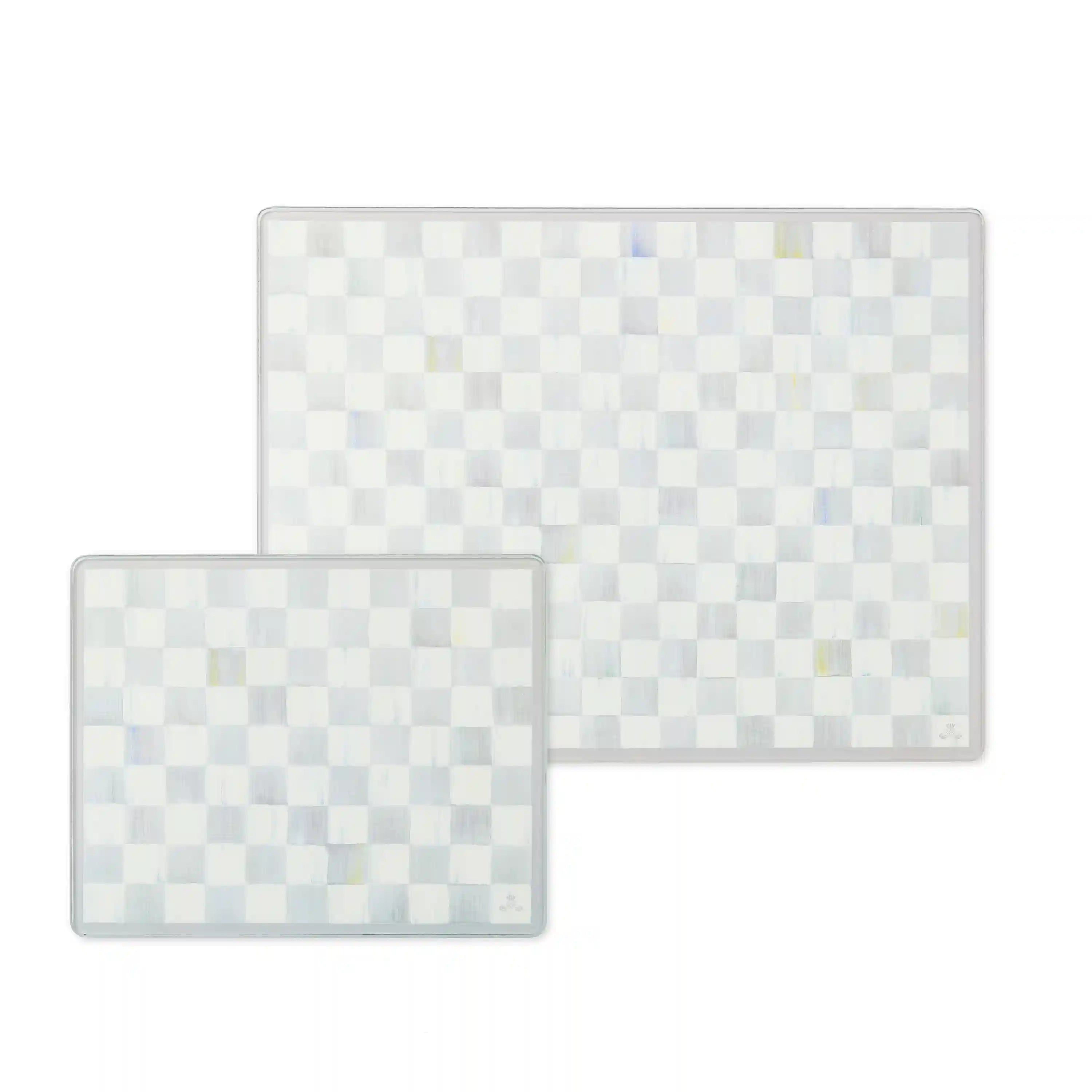Rosy Check Glass Cutting Boards, Set of 2
