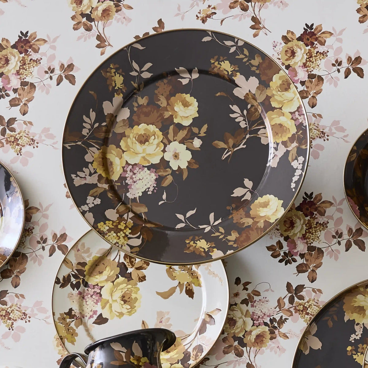 Rosy English Garden Enamel Serving Platter