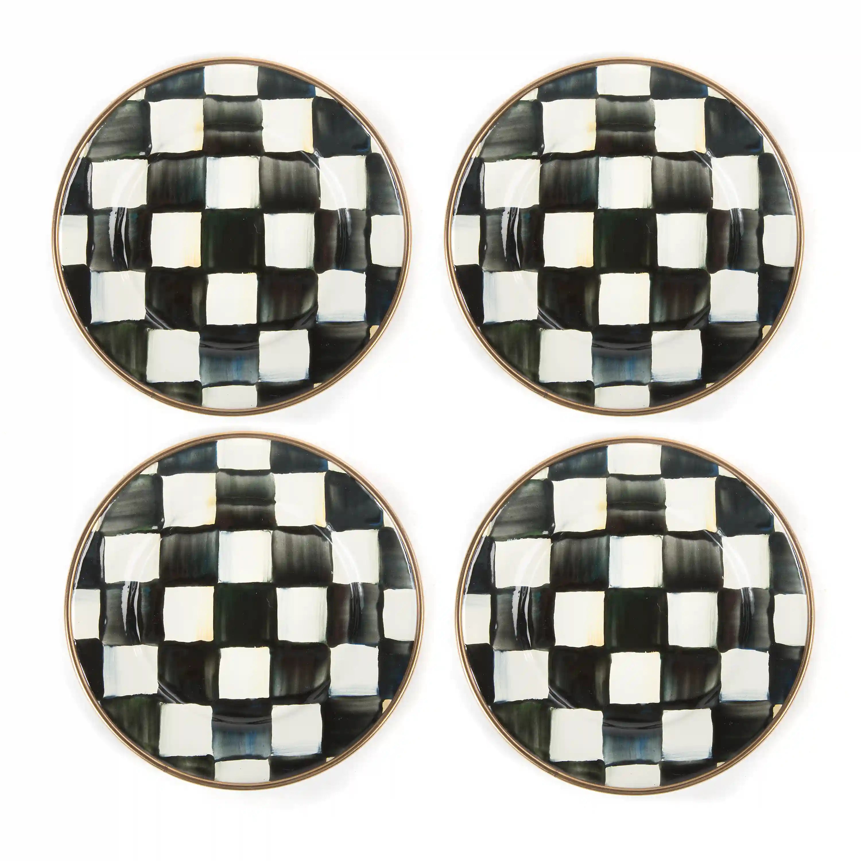 Sterling Check Appetizer Plates, Set of 4