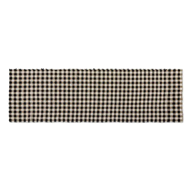 Natural, Black & White Checked 2'6" x 9' Runner