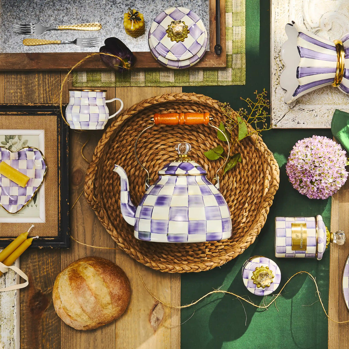 Violet Check 2 Quart Tea Kettle