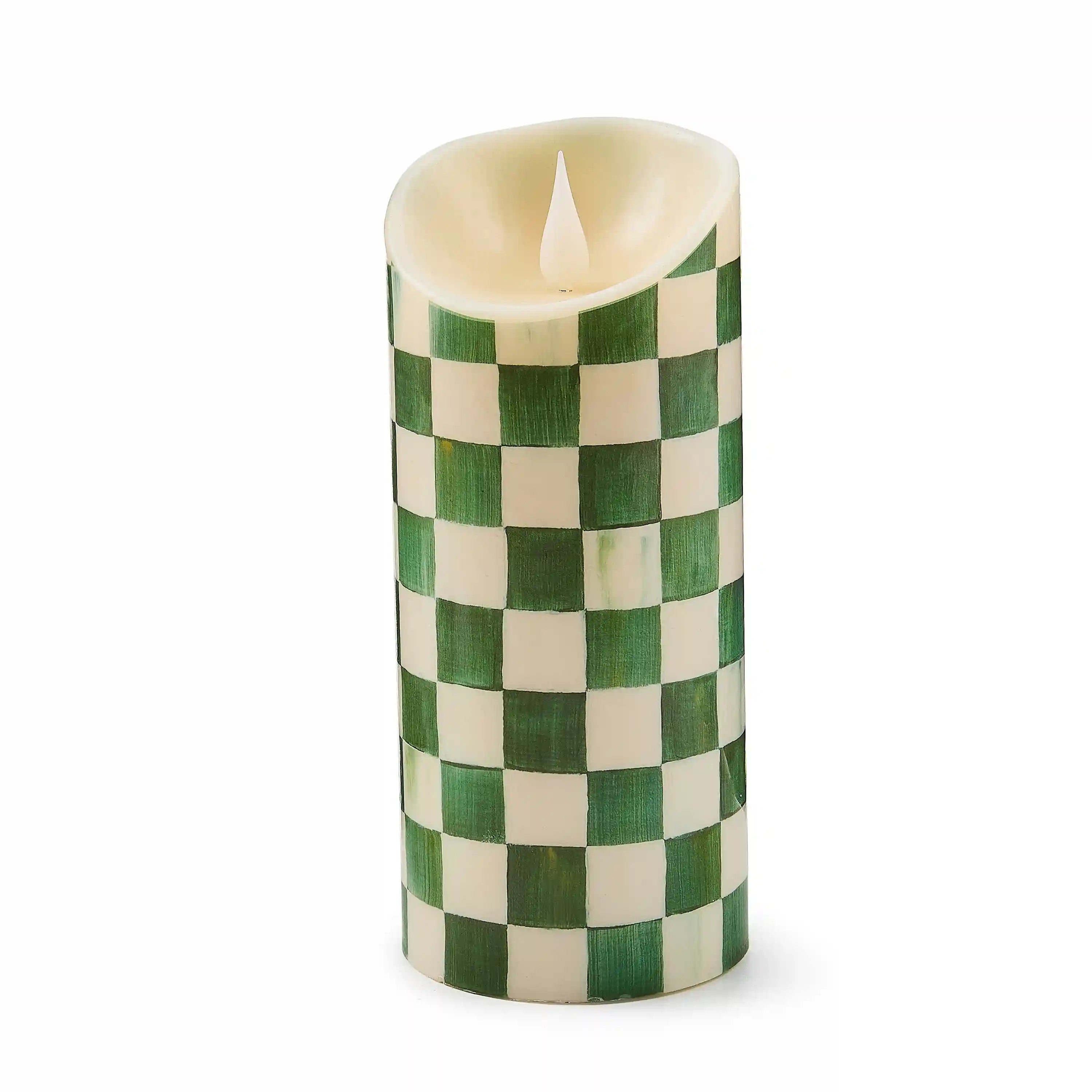 Mocha Check Flameless 5" Pillar Candle