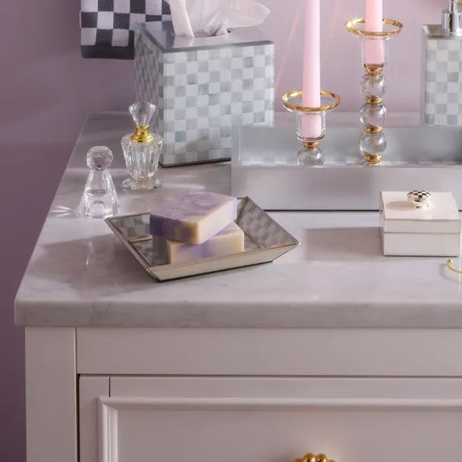 Sterling Check Small Glass Tray