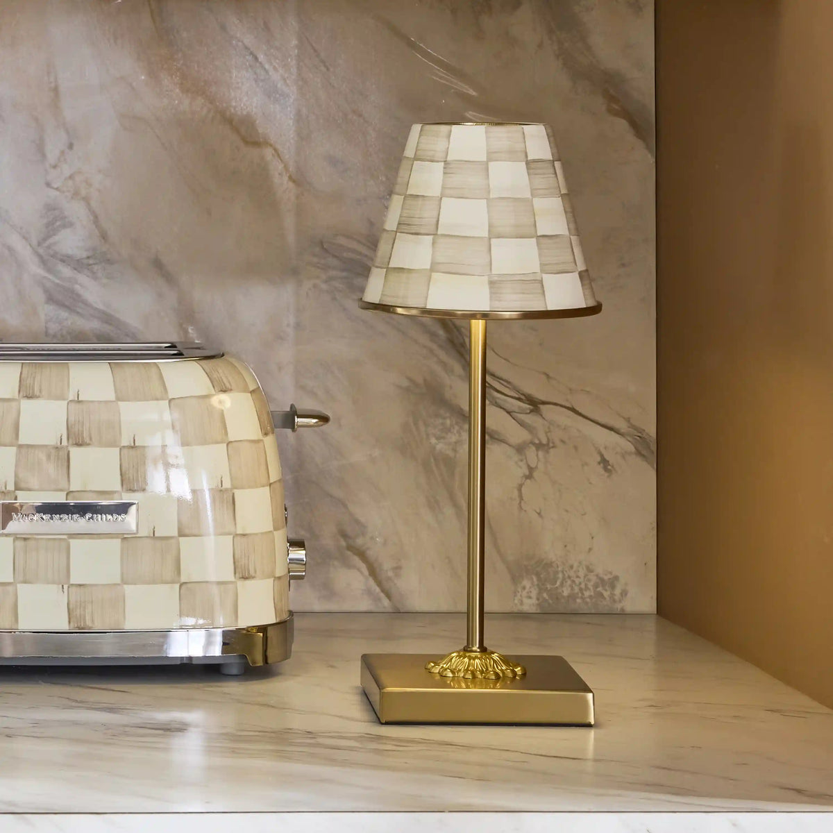 Violet Check LED Rechargeable Cafe Table Lamp