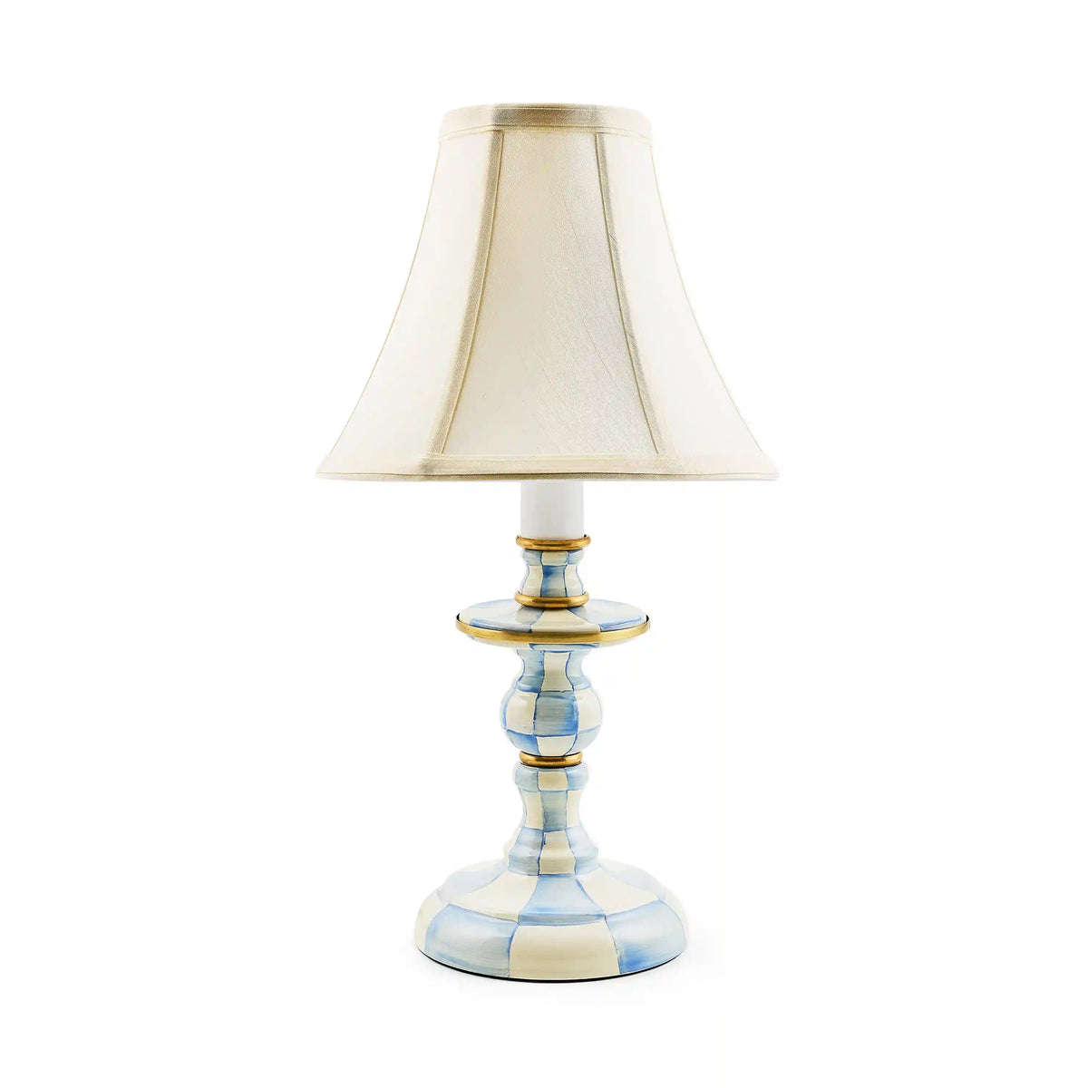 Emerald Check Candlestick Lamp