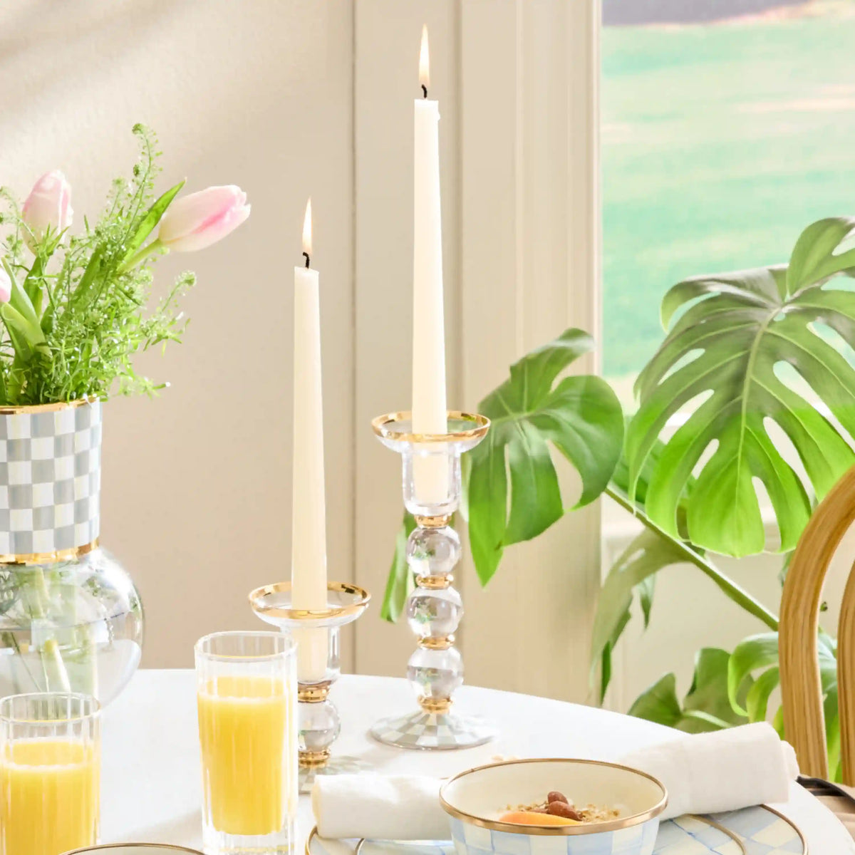 Rosy Check Large Glass Candlestick