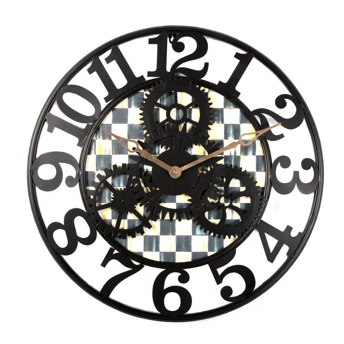Mocha Check Large Farmhouse Wall Clock