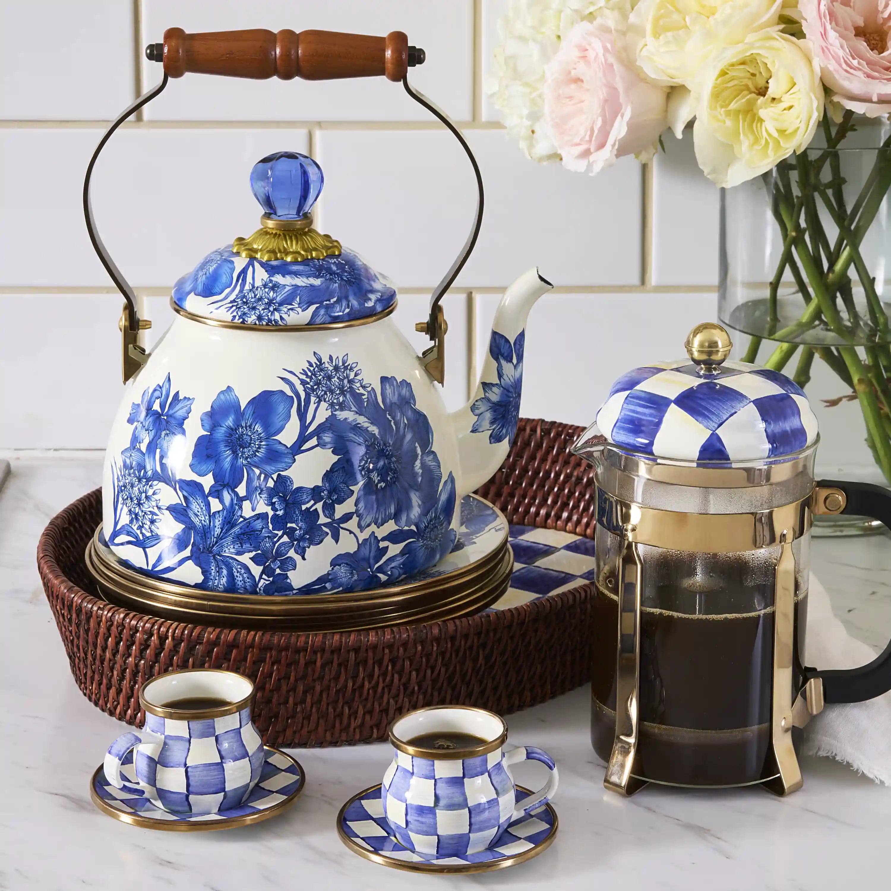 Wild Rose Brown 2 Quart Tea Kettle