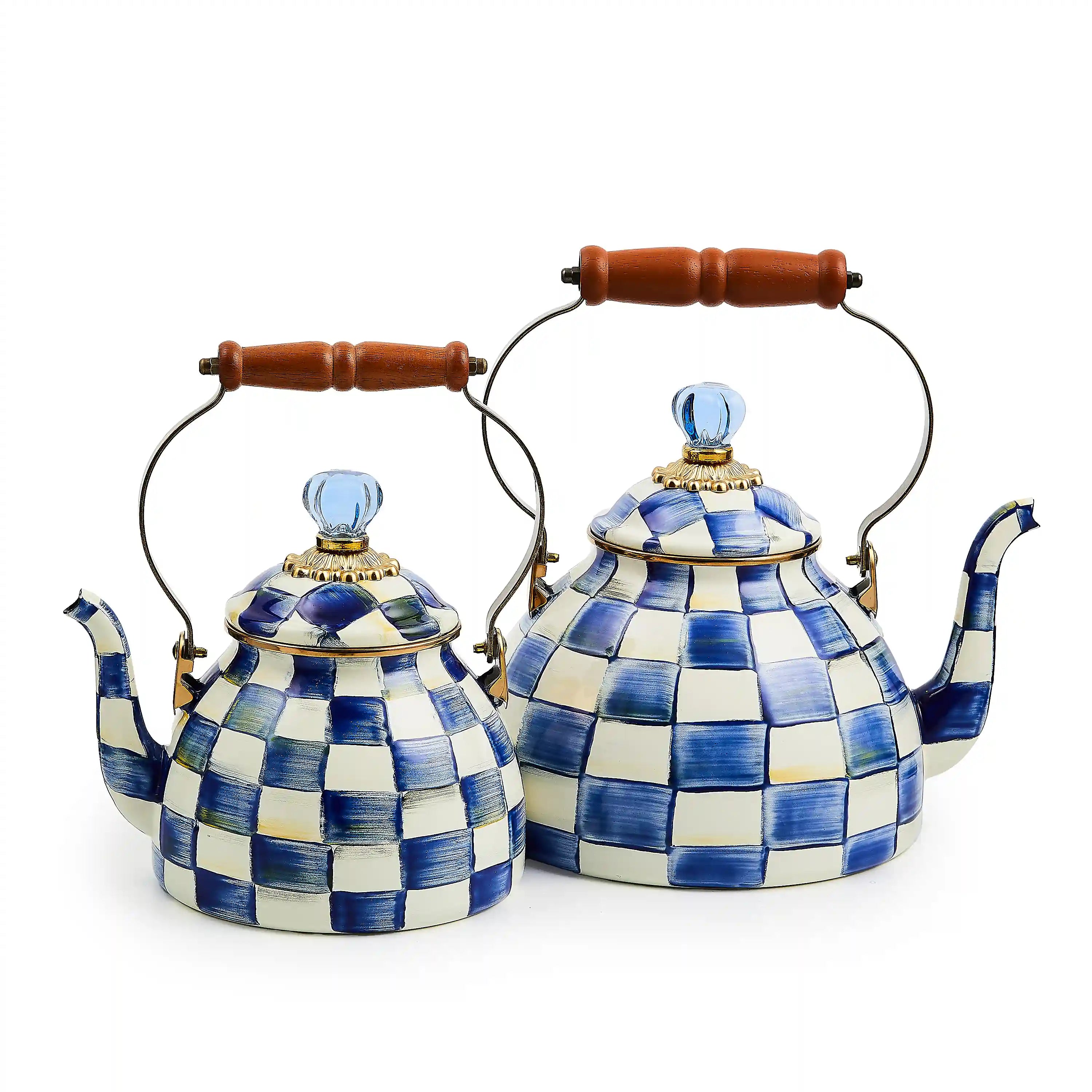 Mocha Check 3 Quart Tea Kettle