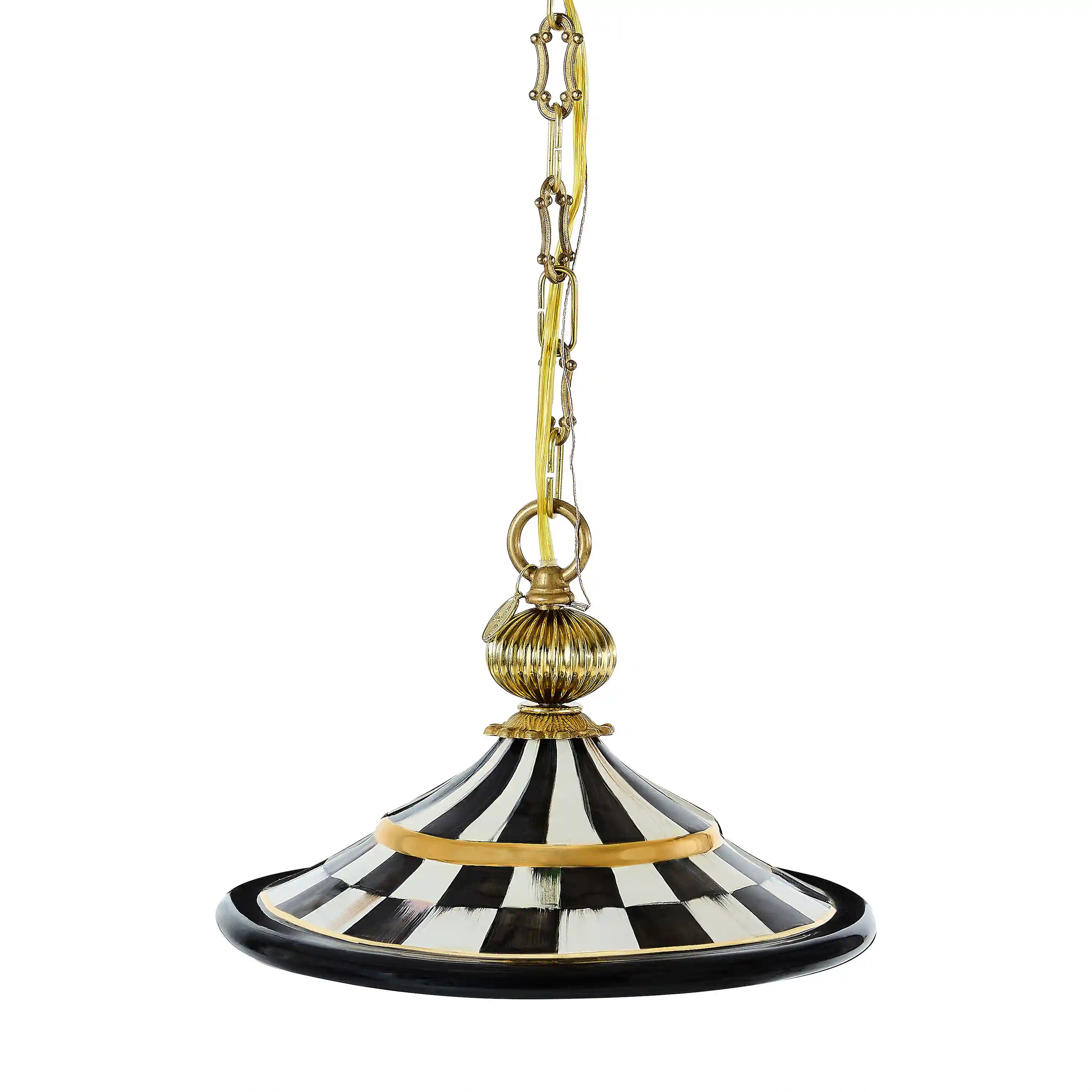 Mocha Check Flared Ceramic Pendant Lamp