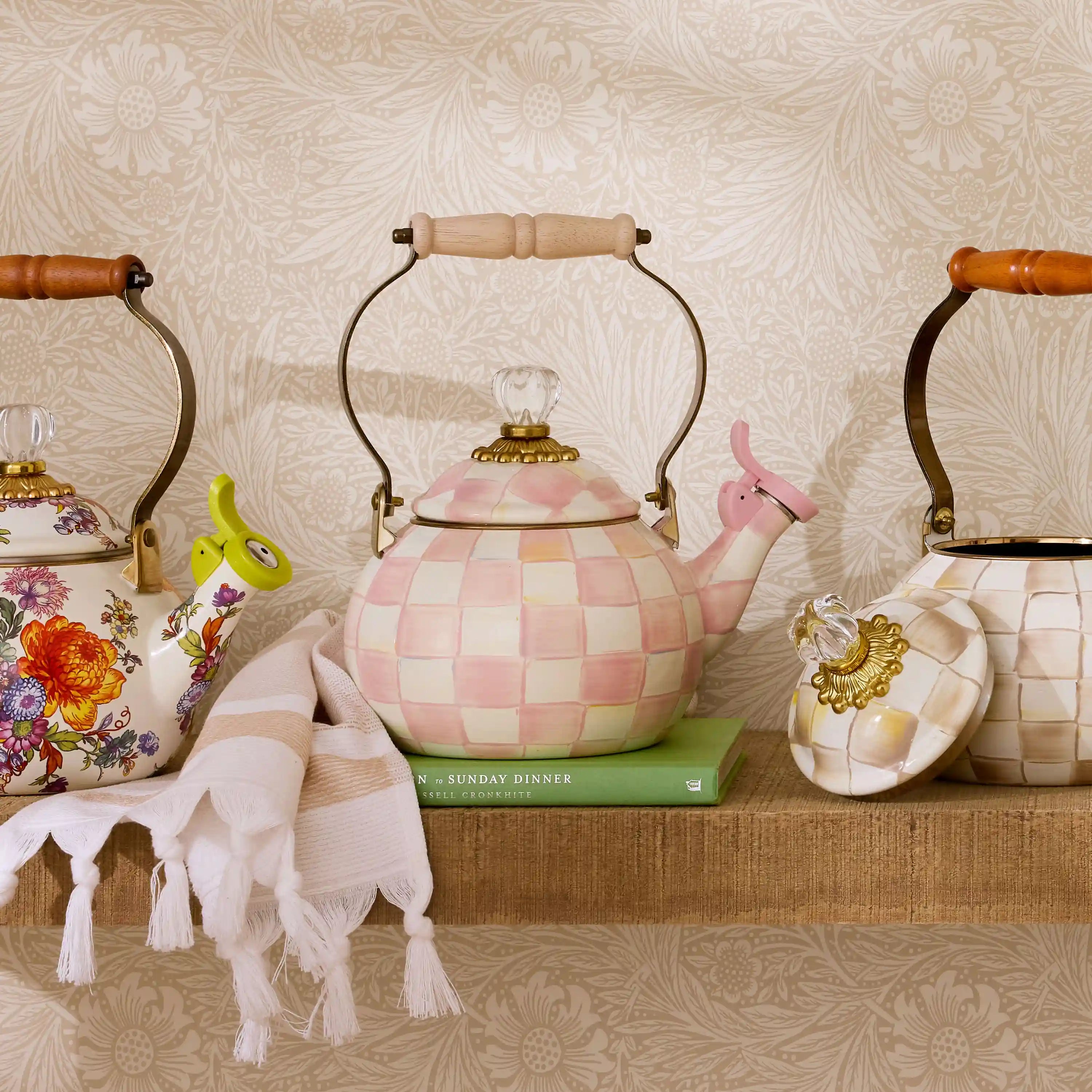 Violet Check Whistling Tea Kettle
