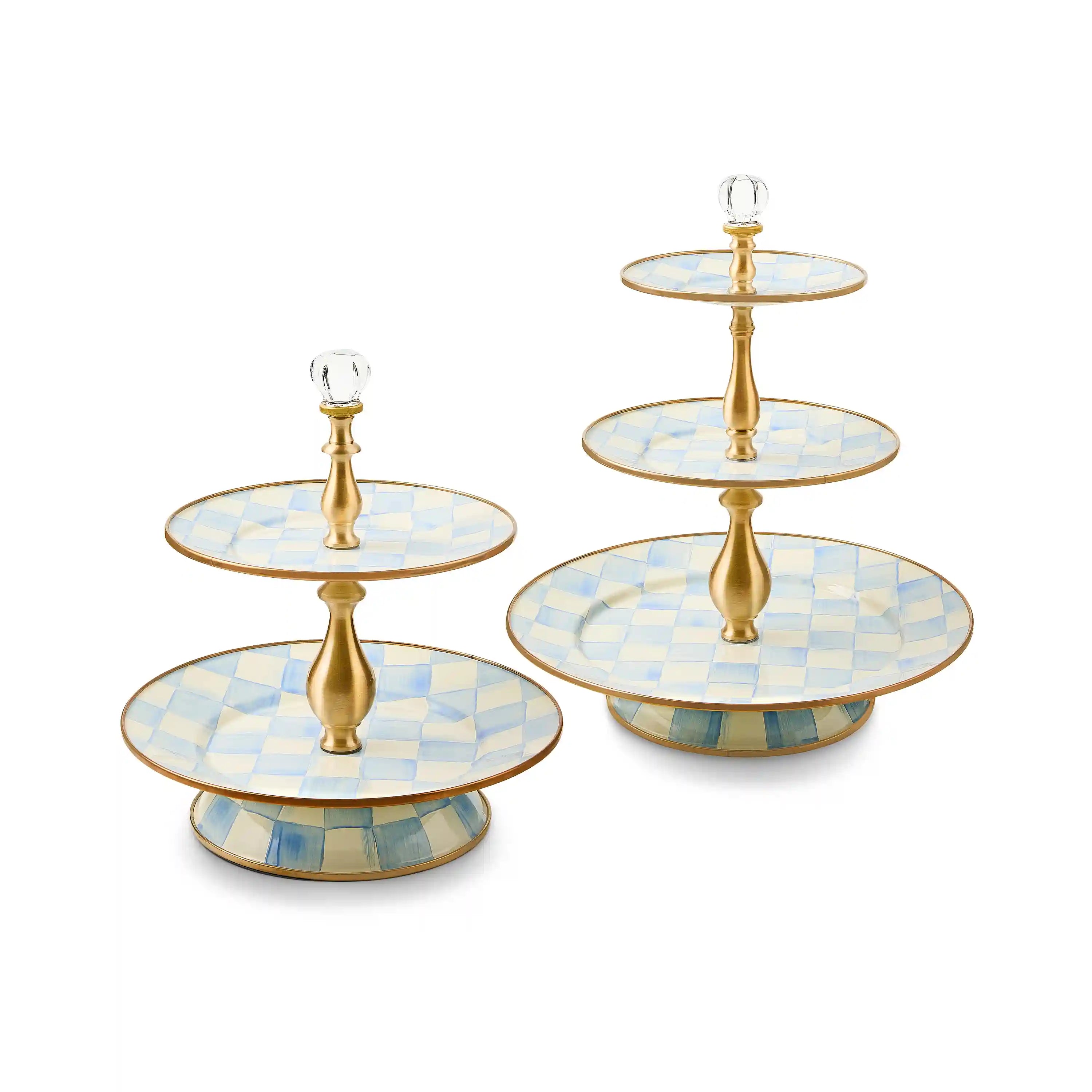 Emerald Check Two Tier Sweet Stand
