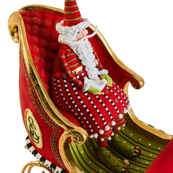 Patience Brewster Dash Away Sitting Santa & Sleigh Figure Set