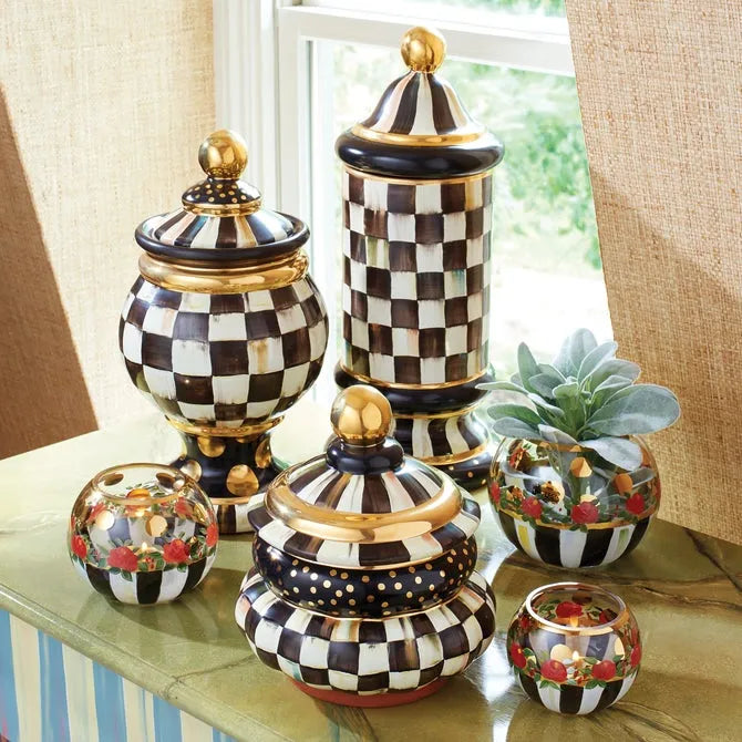 Courtly Check Ceramic Column Canister