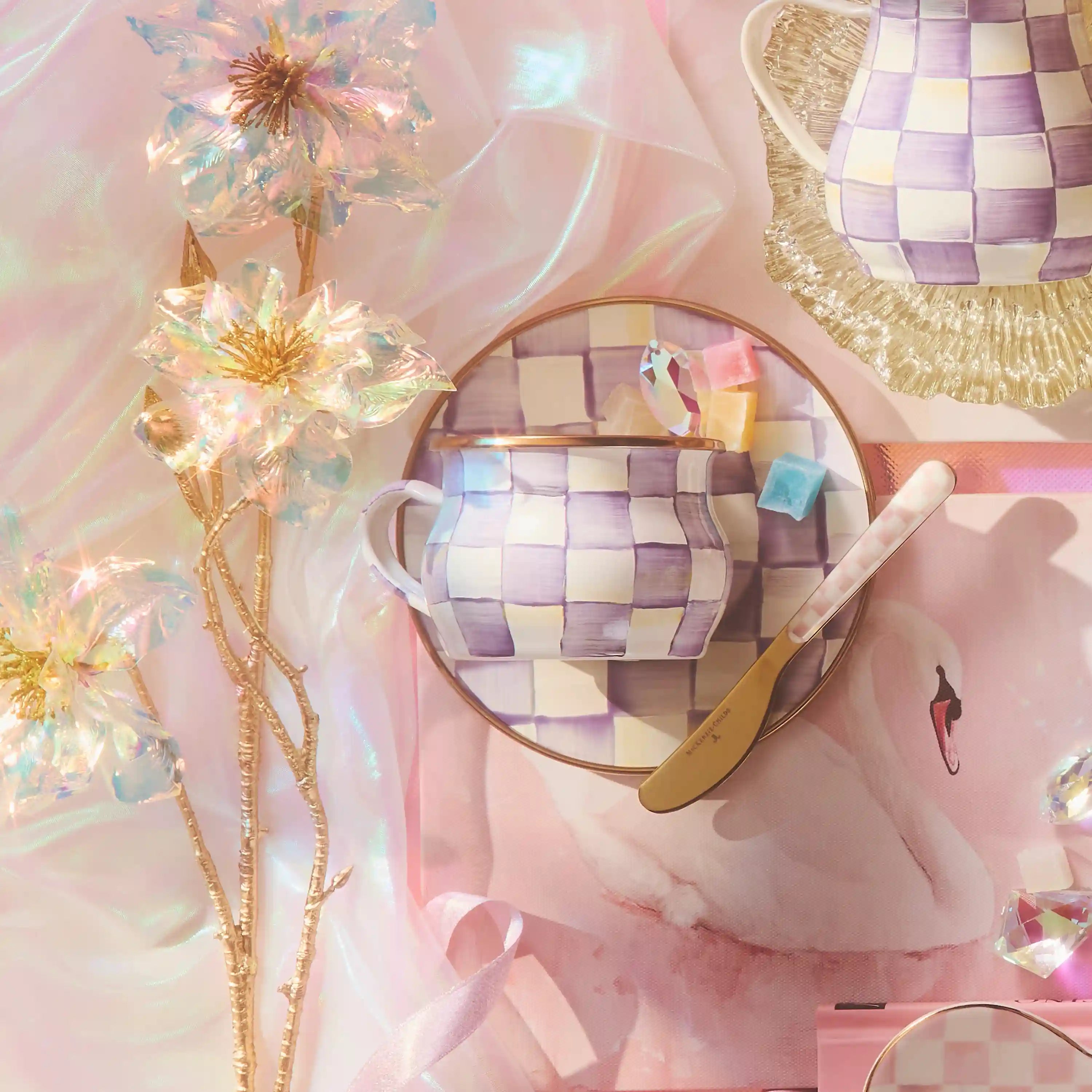 Mocha Check Teacup