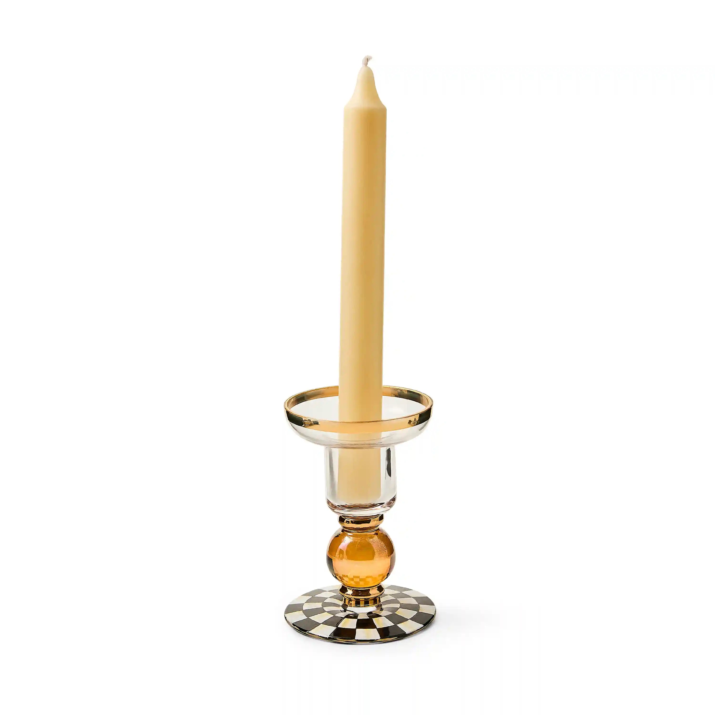 Rosy Check Large Glass Candlestick